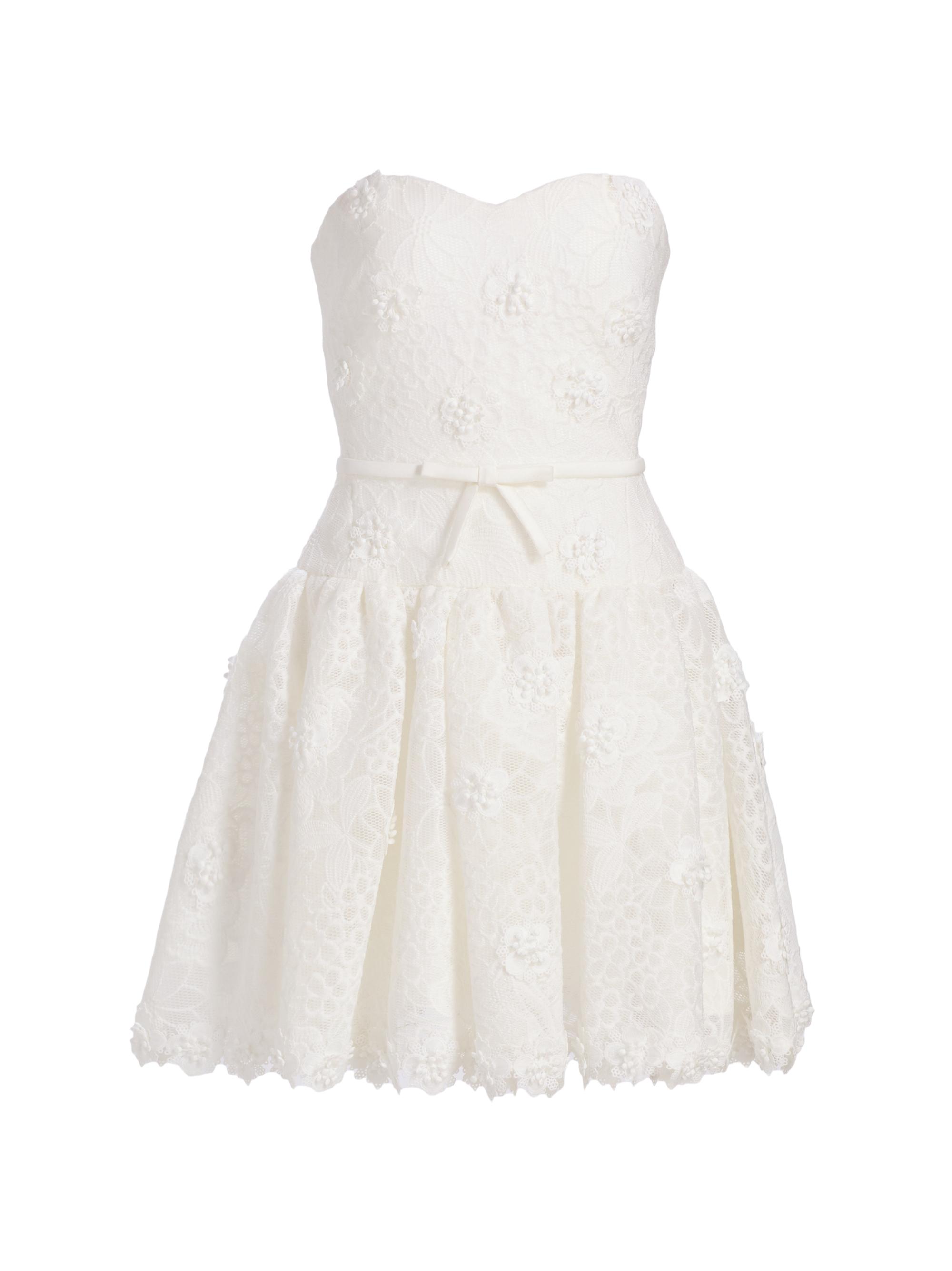Badgley Mischka Women's Floral Lace Bow Cocktail Dress - Light