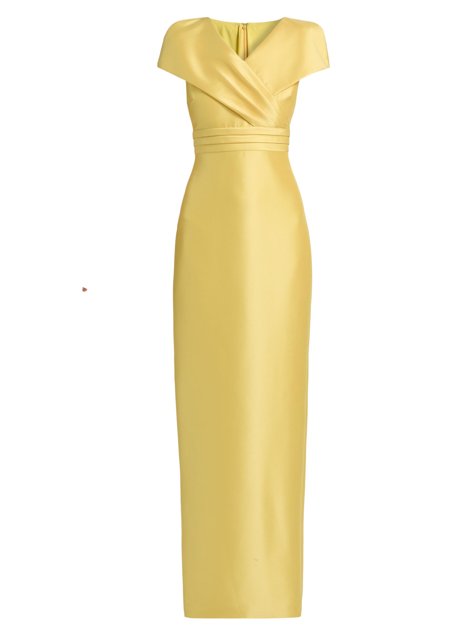 Badgley Mischka Women's Stretch Mikado Column Gown - Marigold