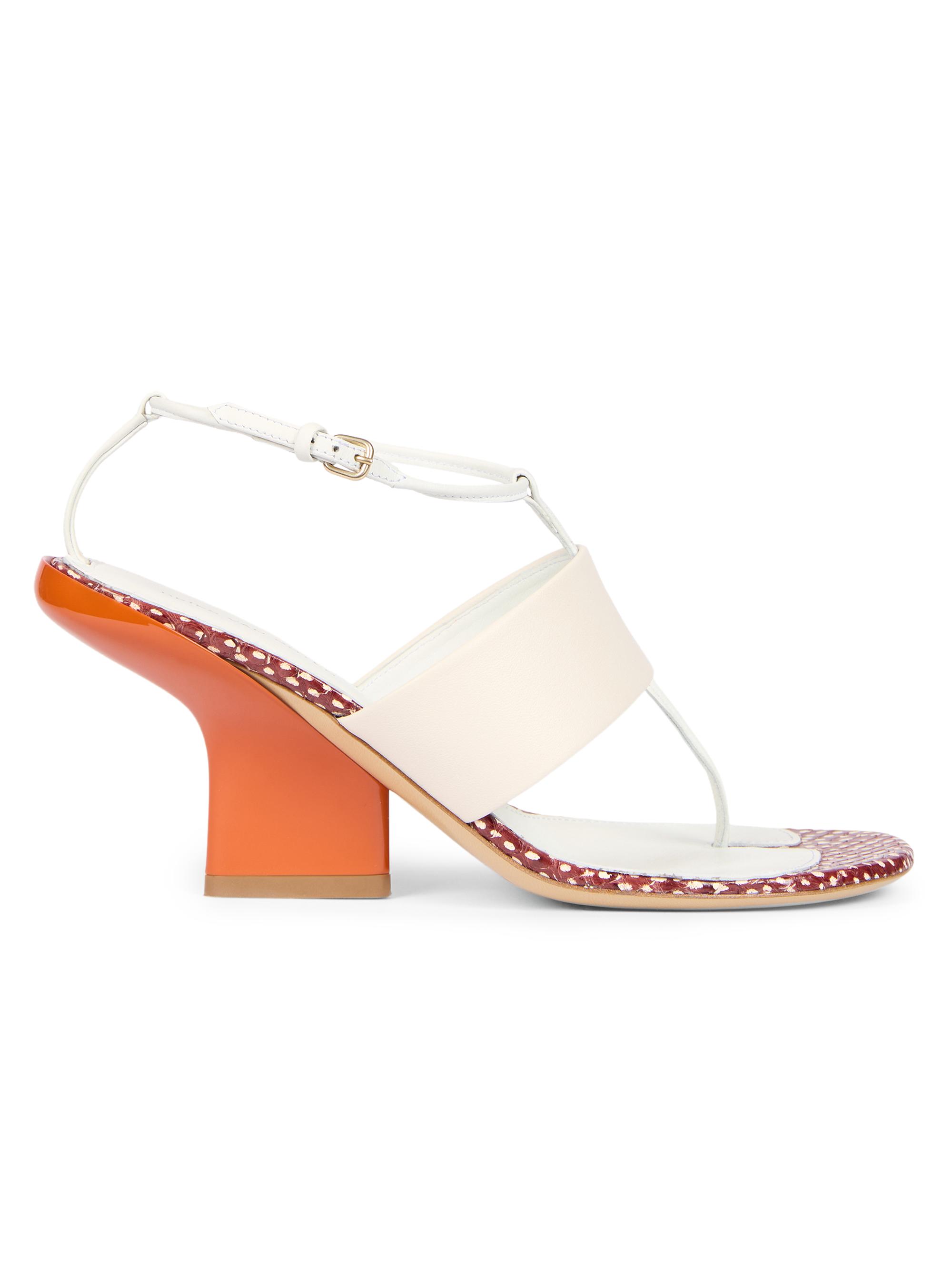 Dries Van Noten Women's Contrast Wedge Heel Leather Sandals - Light Grey