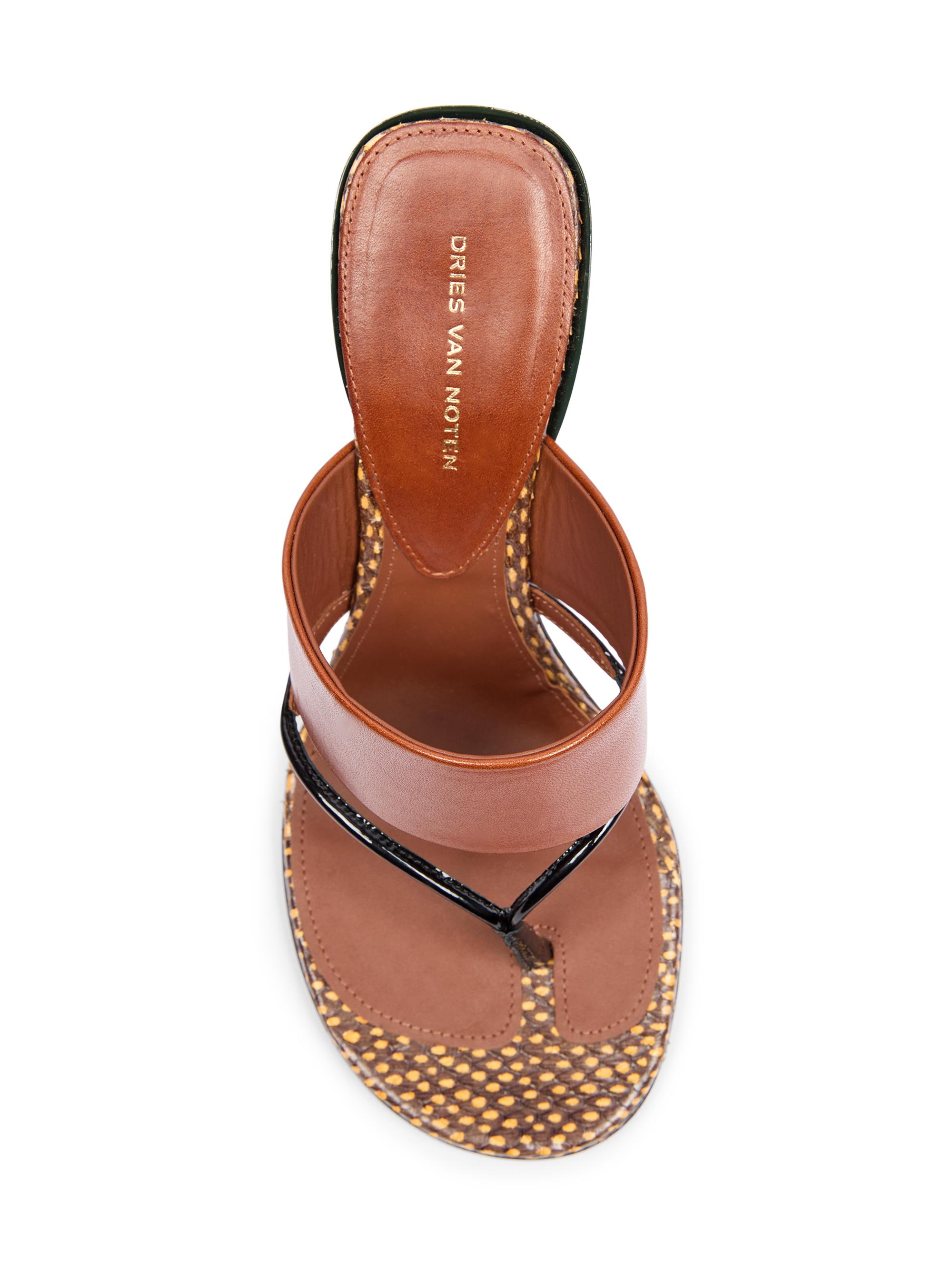 Dries Van Noten Contrast Wedge Heel Leather Sandals | Saks Fifth