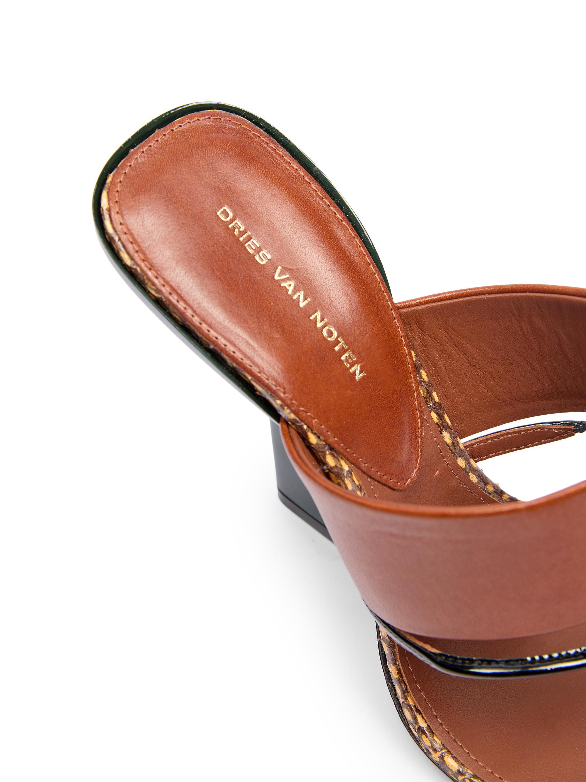 Dries Van Noten Contrast Wedge Heel Leather Sandals | Saks Fifth