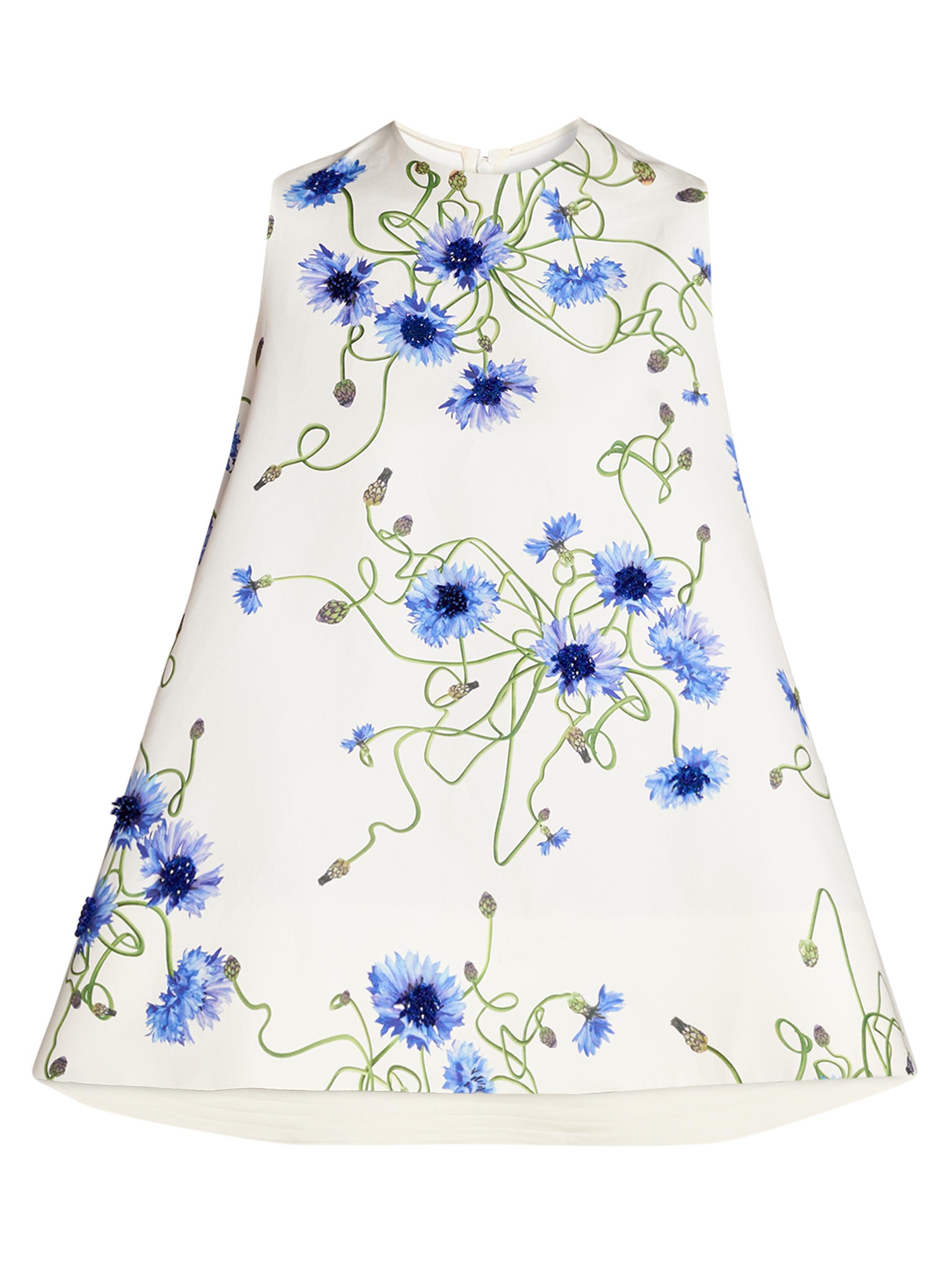 Stella McCartney Women's Floral Print Cotton Babydoll Dress - Cornflower