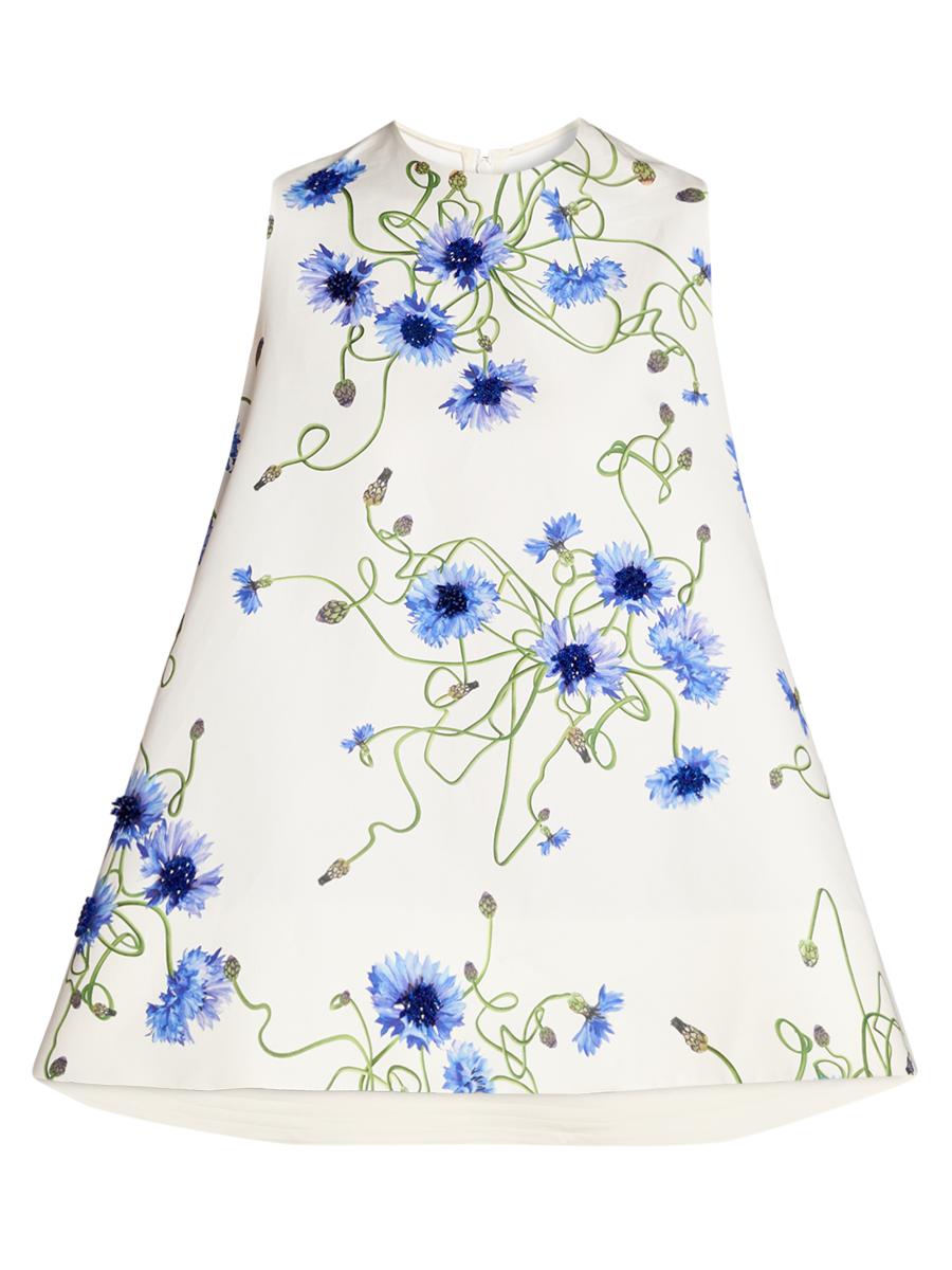 Stella Mccartney Women's Floral Print Cotton Babydoll Dress In Cornflower