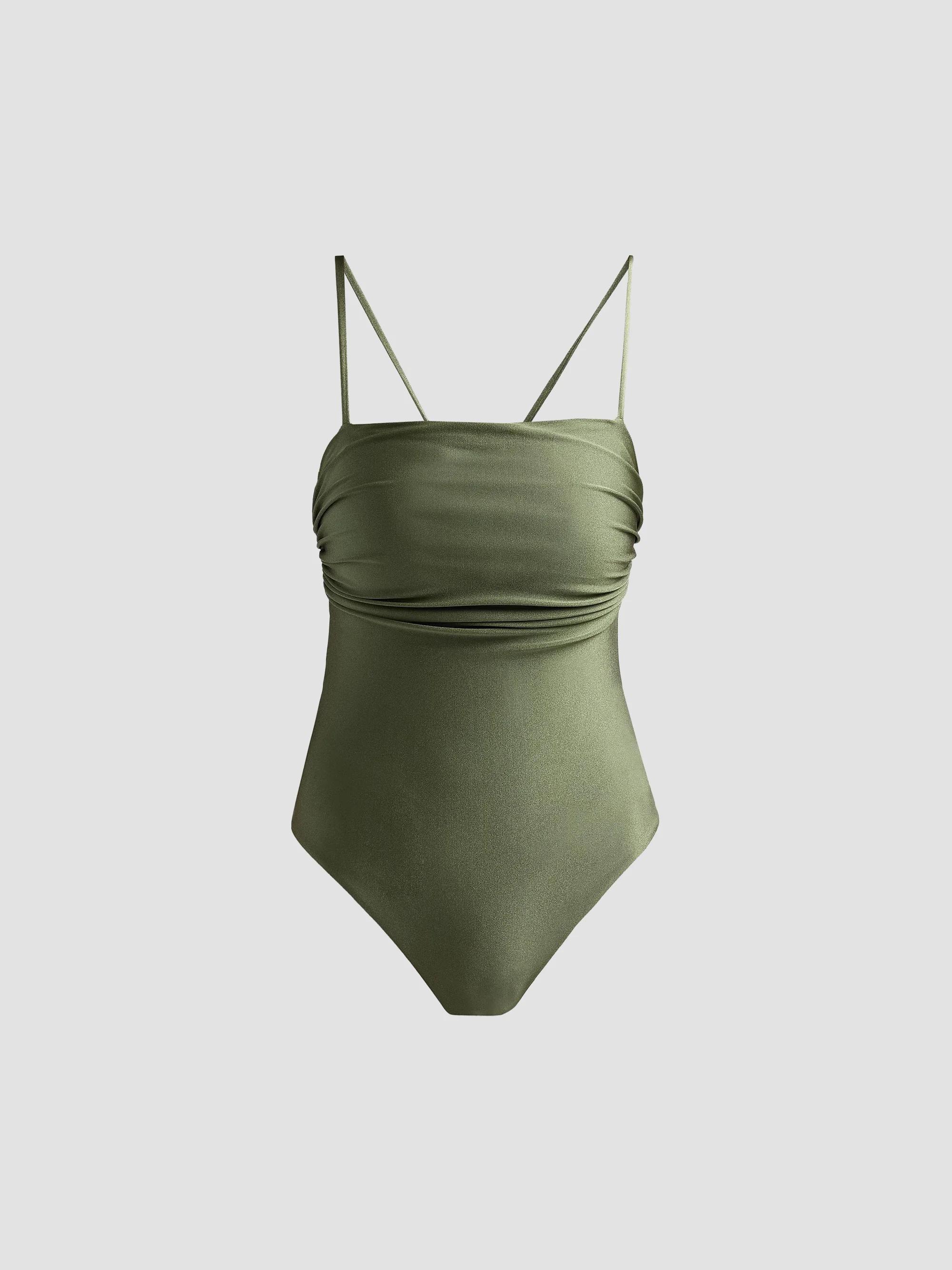 PatBO Women's Aurora Gathered One-Piece Swimsuit - Green - Size Small