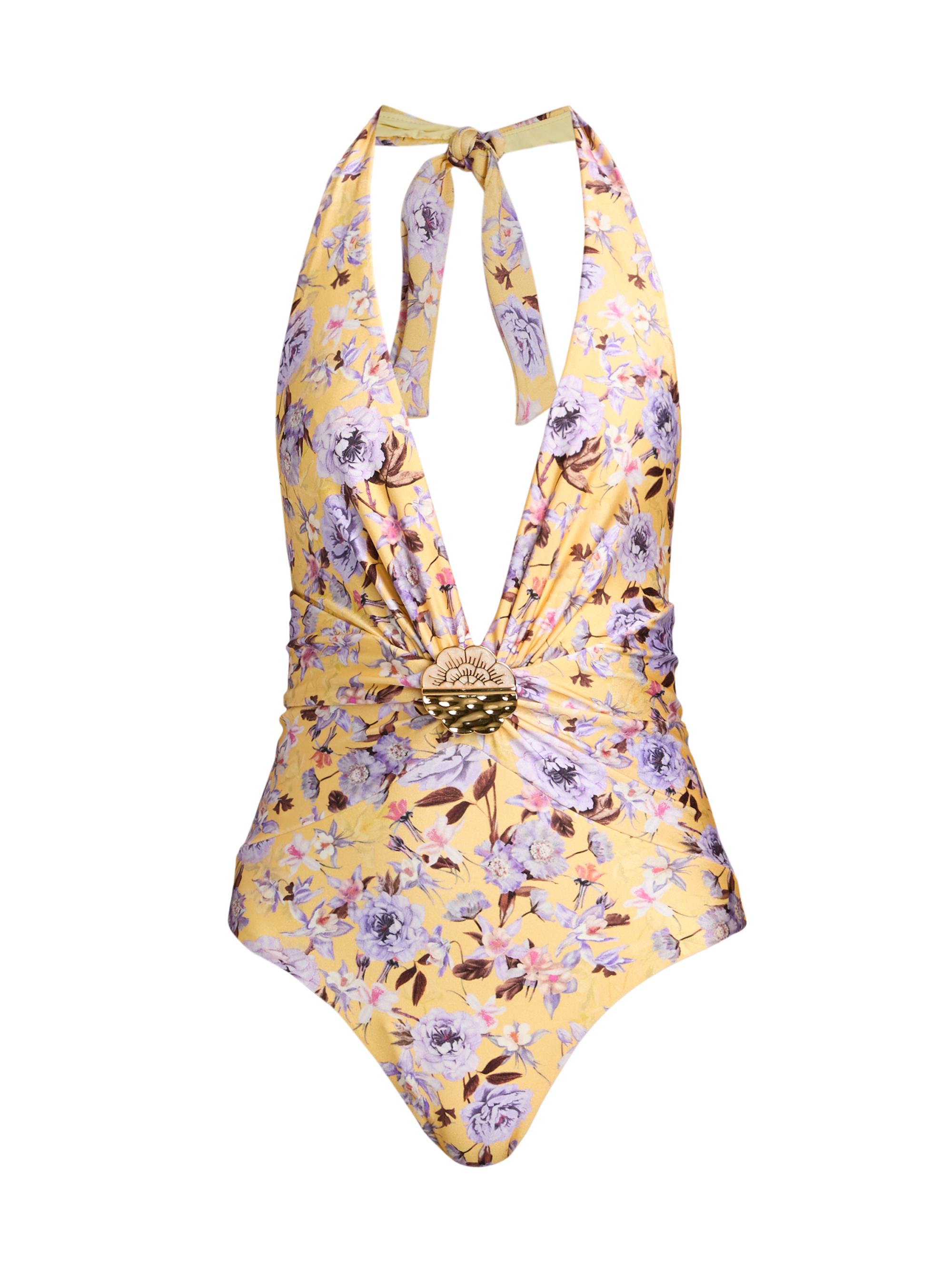 PatBO Women's Peony Halterneck Swimsuit - Yellow