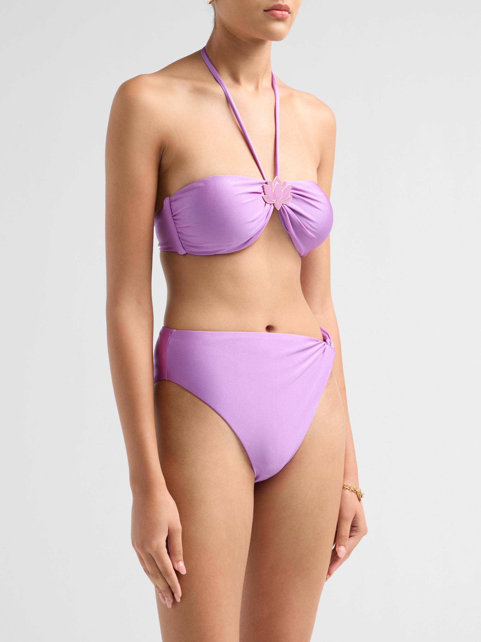 PatBO Women's Aurora High-Waisted Bikini Bottom - Lilac | Thumbnail 4