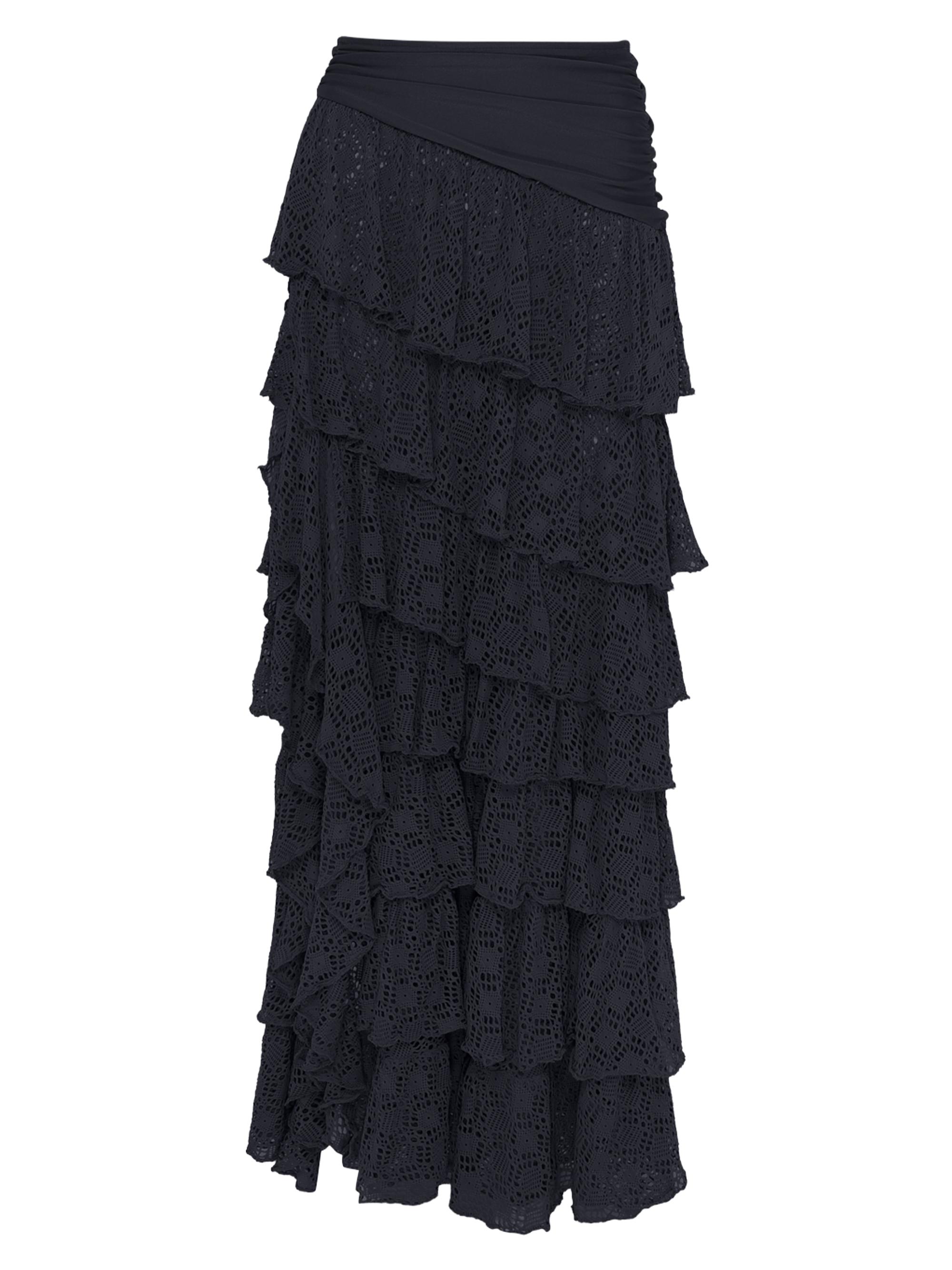 PatBO Women's Martina Ruffle Maxi Cover-Up Skirt - Black