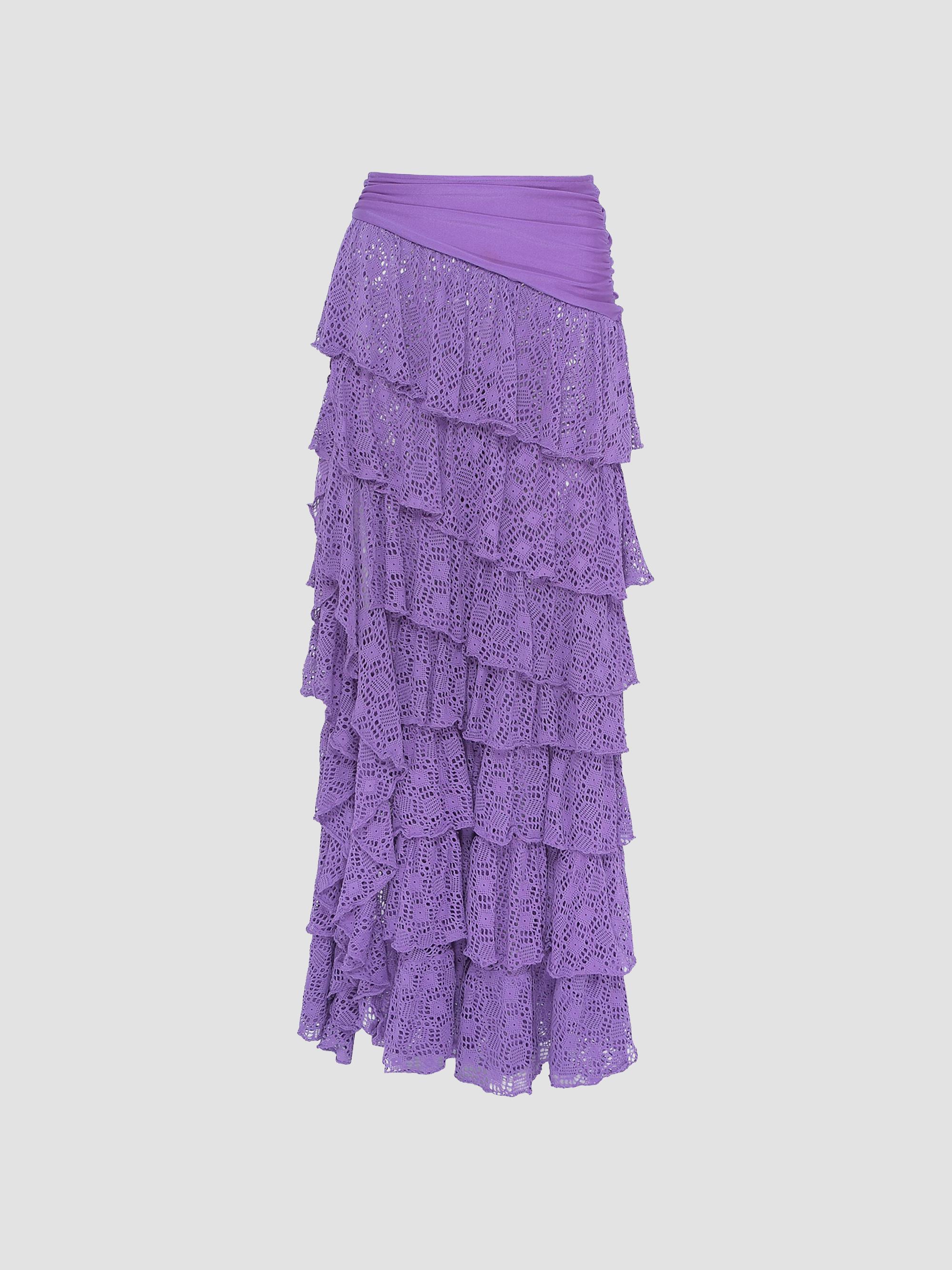 PatBO Women's Martina Ruffle Maxi Cover-Up Skirt - Lilac - Size XS