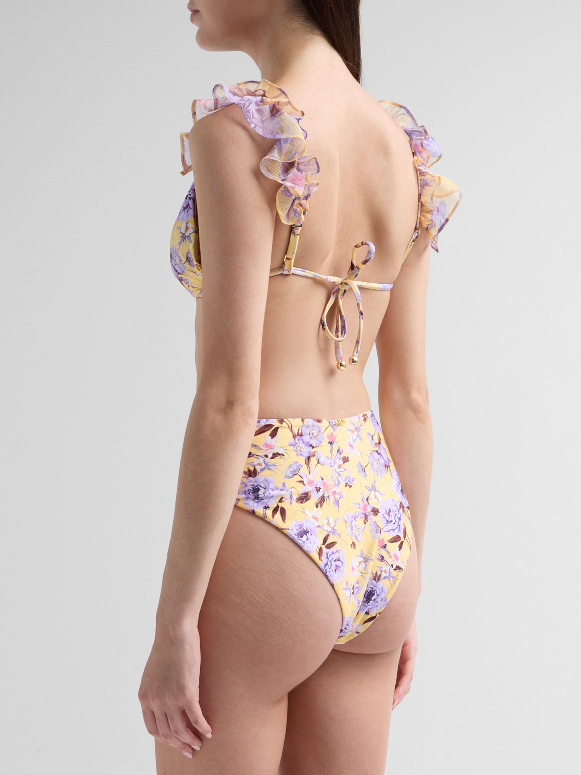 PatBO Women's Peony Print Flower-Embellished Bikini Top - Yellow | Thumbnail 3