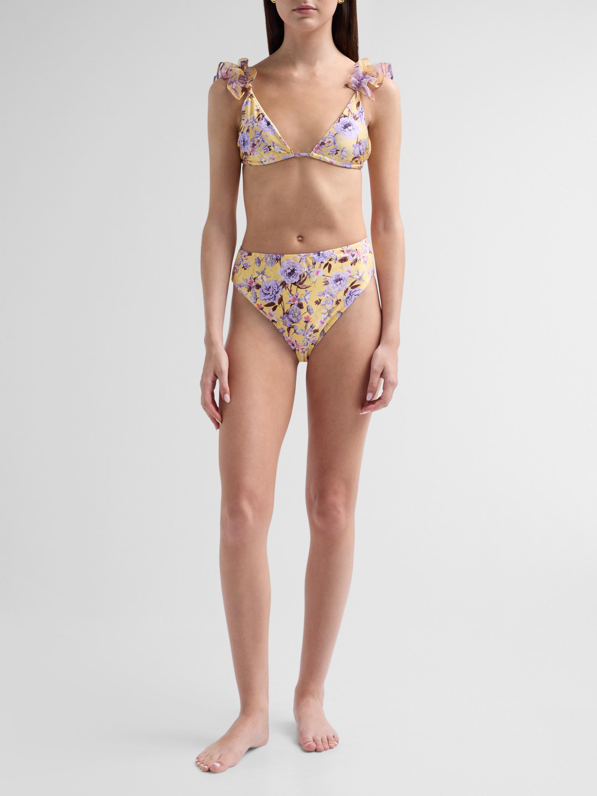 PatBO Women's Peony Print Flower-Embellished Bikini Top - Yellow | Thumbnail 2