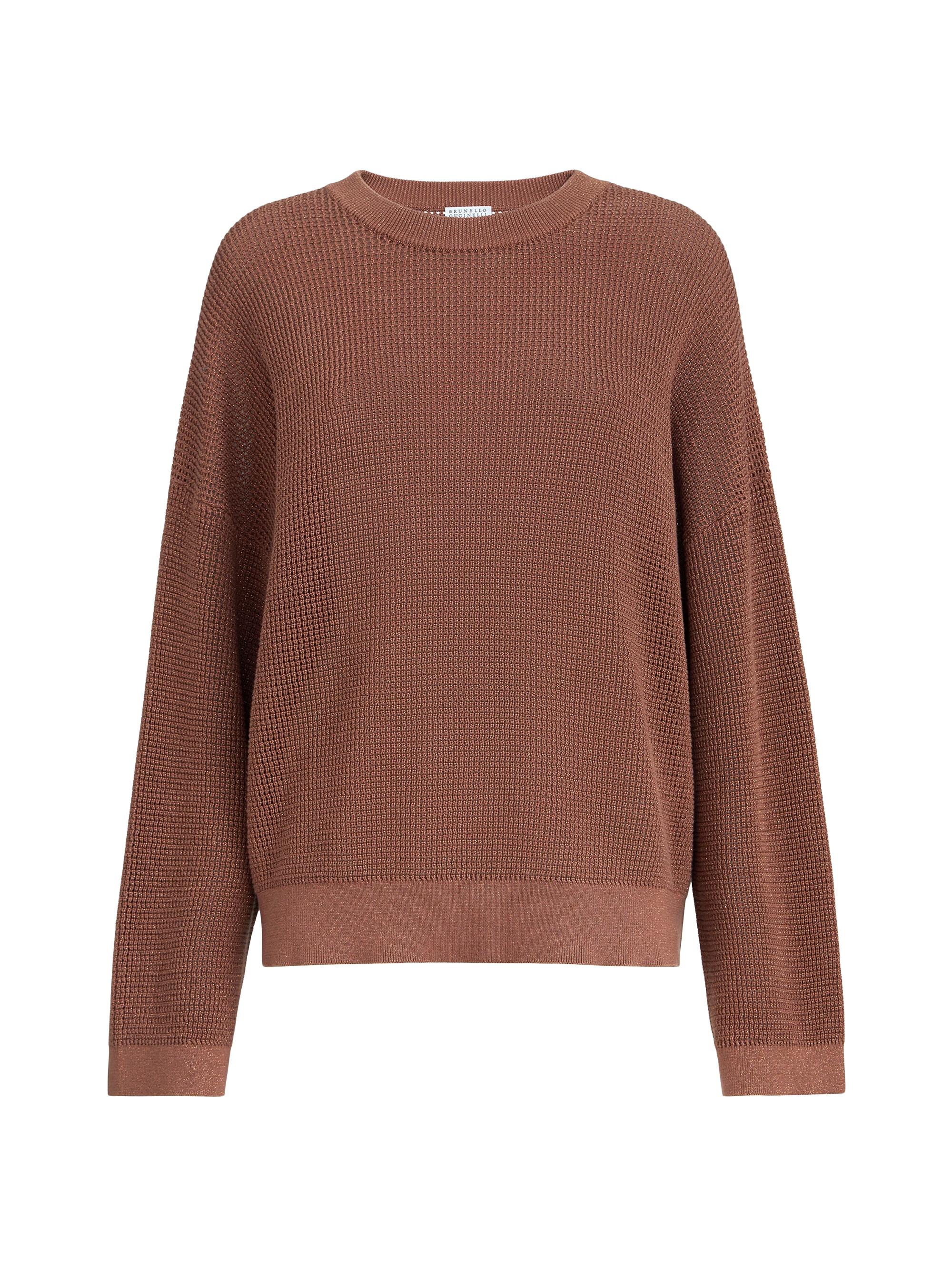 Brunello Cucinelli Women's Cotton Sparkling Net Sweater - Red