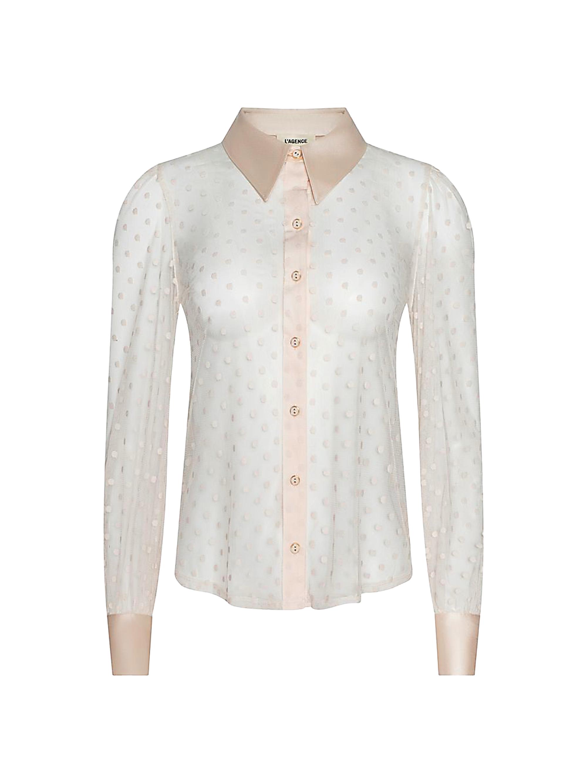 L'AGENCE Women's Sophie Sheer Swiss Dot Blouse - Ecru