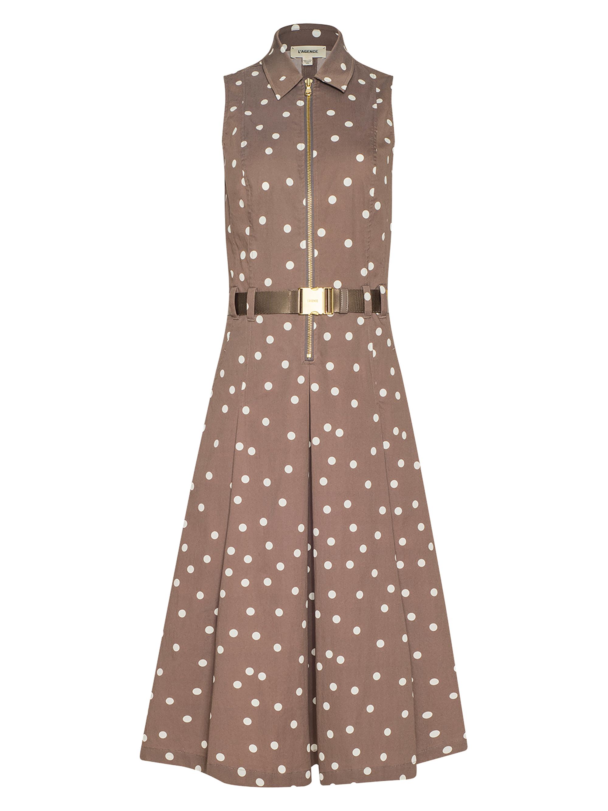 L'AGENCE Women's Kylo Polka Dot Sleeveless Shirtdress - Cardamom Ecru Polka Dot