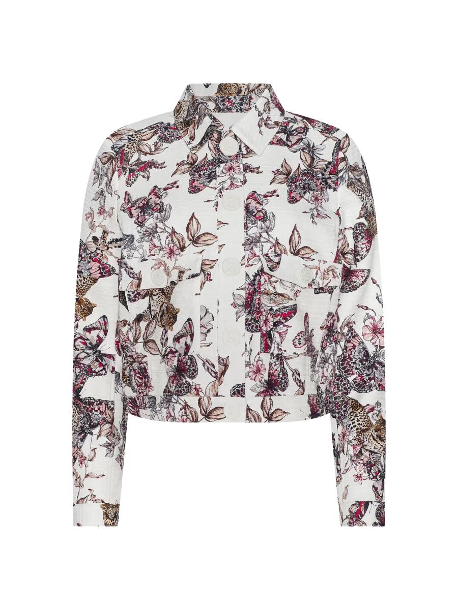 L'agence Women's Nyx Floral Butterfly Crop Trucker Jacket