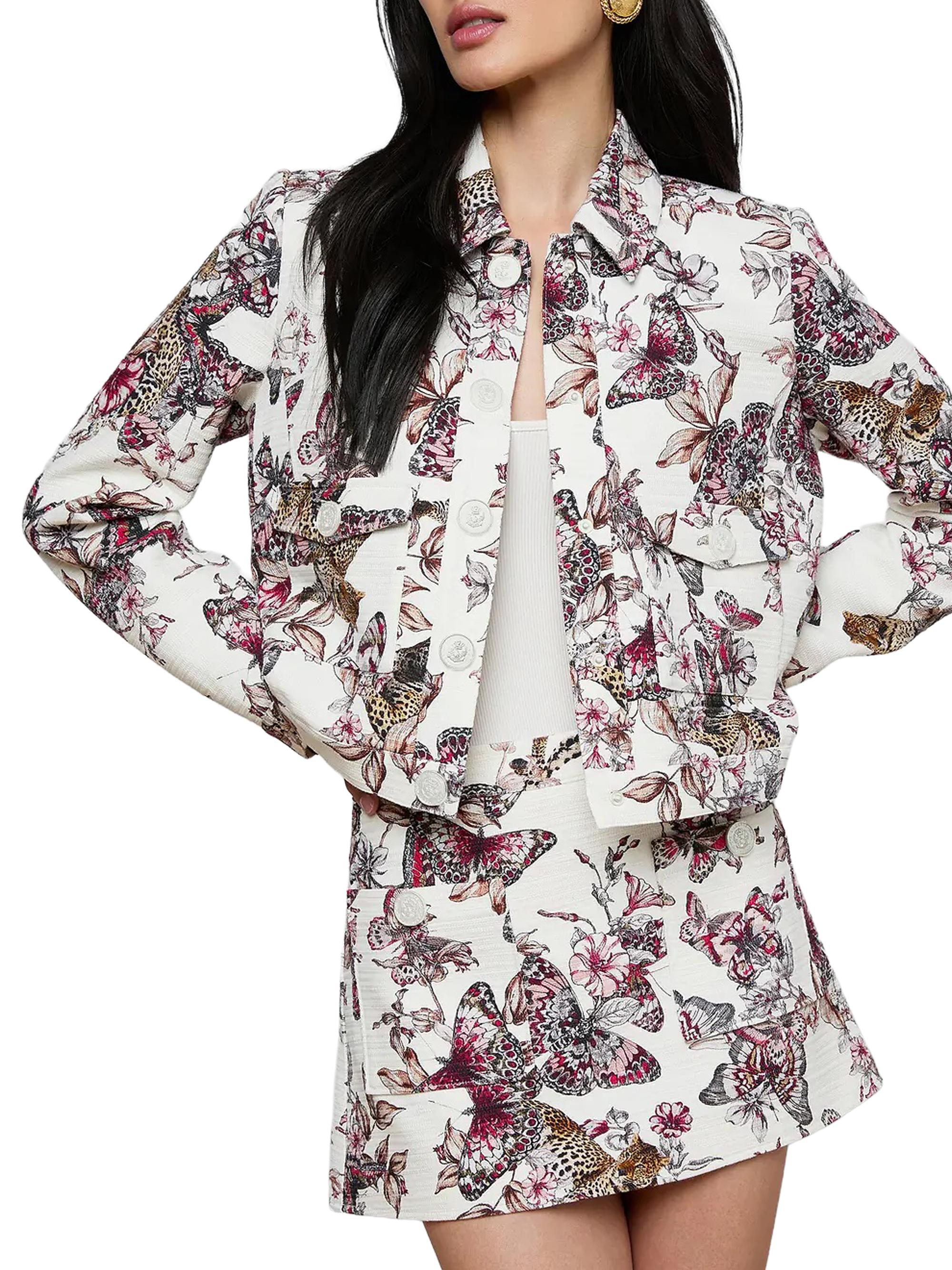 L'AGENCE Nyx Floral Butterfly Crop Trucker Jacket | Saks Fifth Avenue