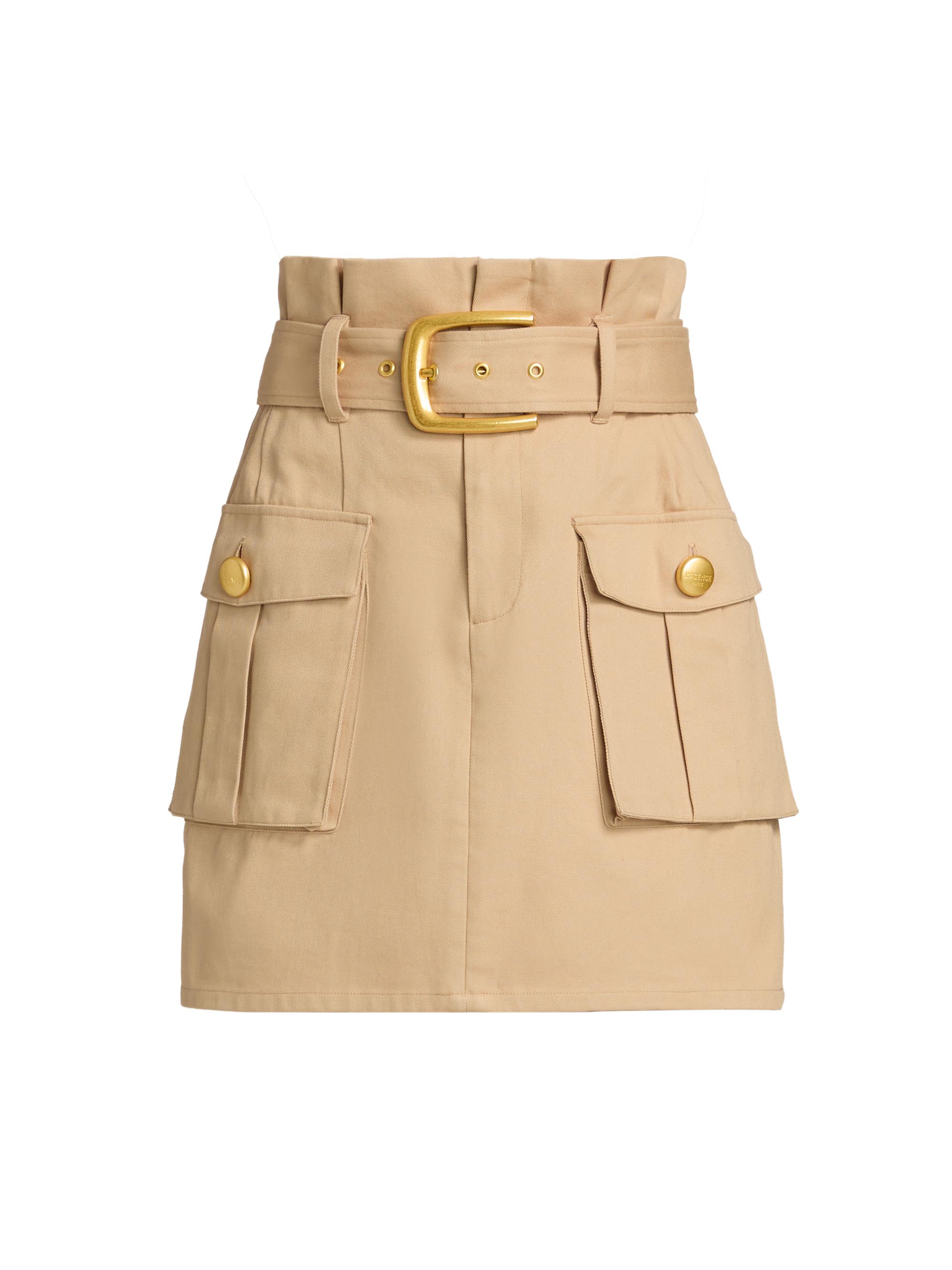 L'AGENCE Women's Maelis Paperbag Miniskirt - Macadamia Brown