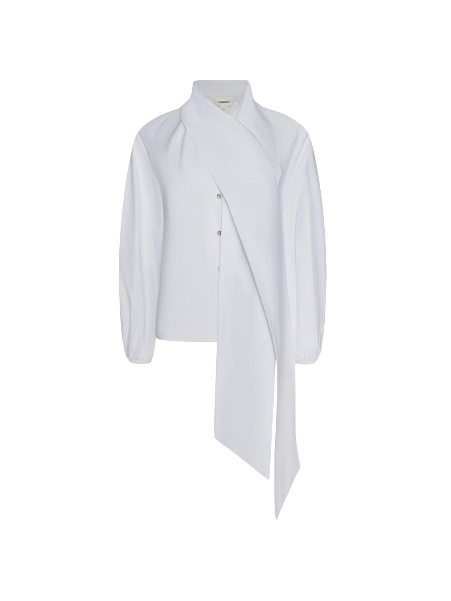L'agence Women's Deon Poplin Tie-neck Shirt In White