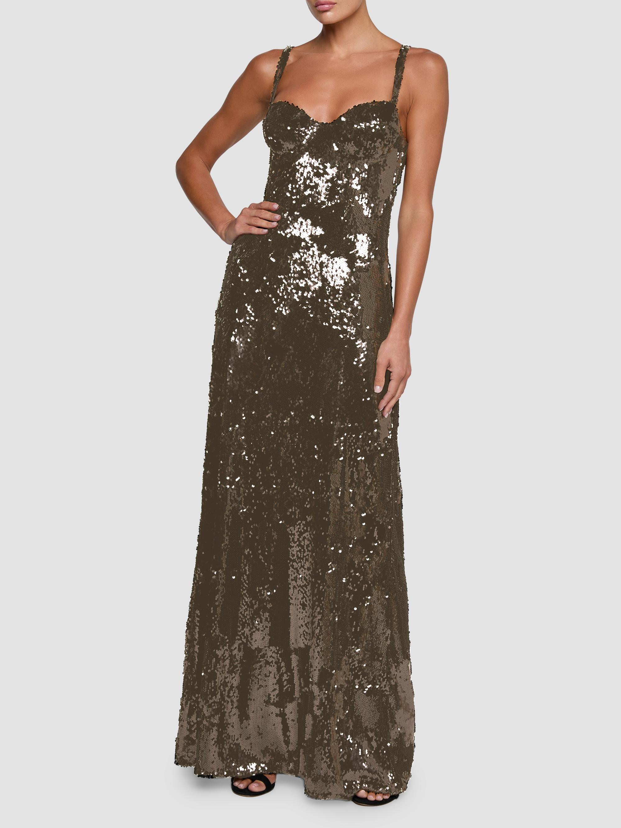 L'AGENCE Women's Sayla Sequin Gown - Smokey Olive
