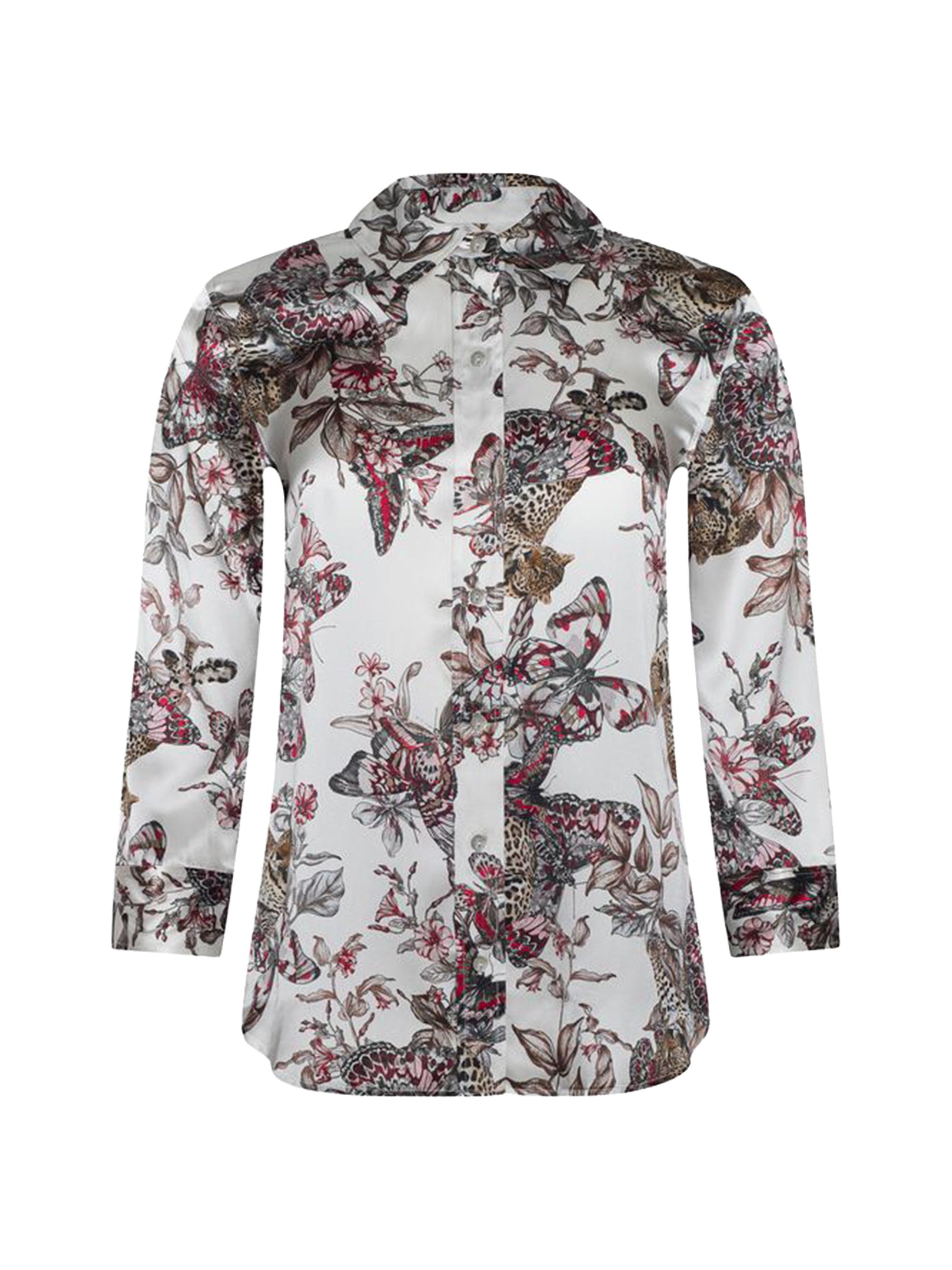 L'AGENCE Women's Dani Butterfly Jungle Printed Silk Blouse - White Multi Butterfly Jungle