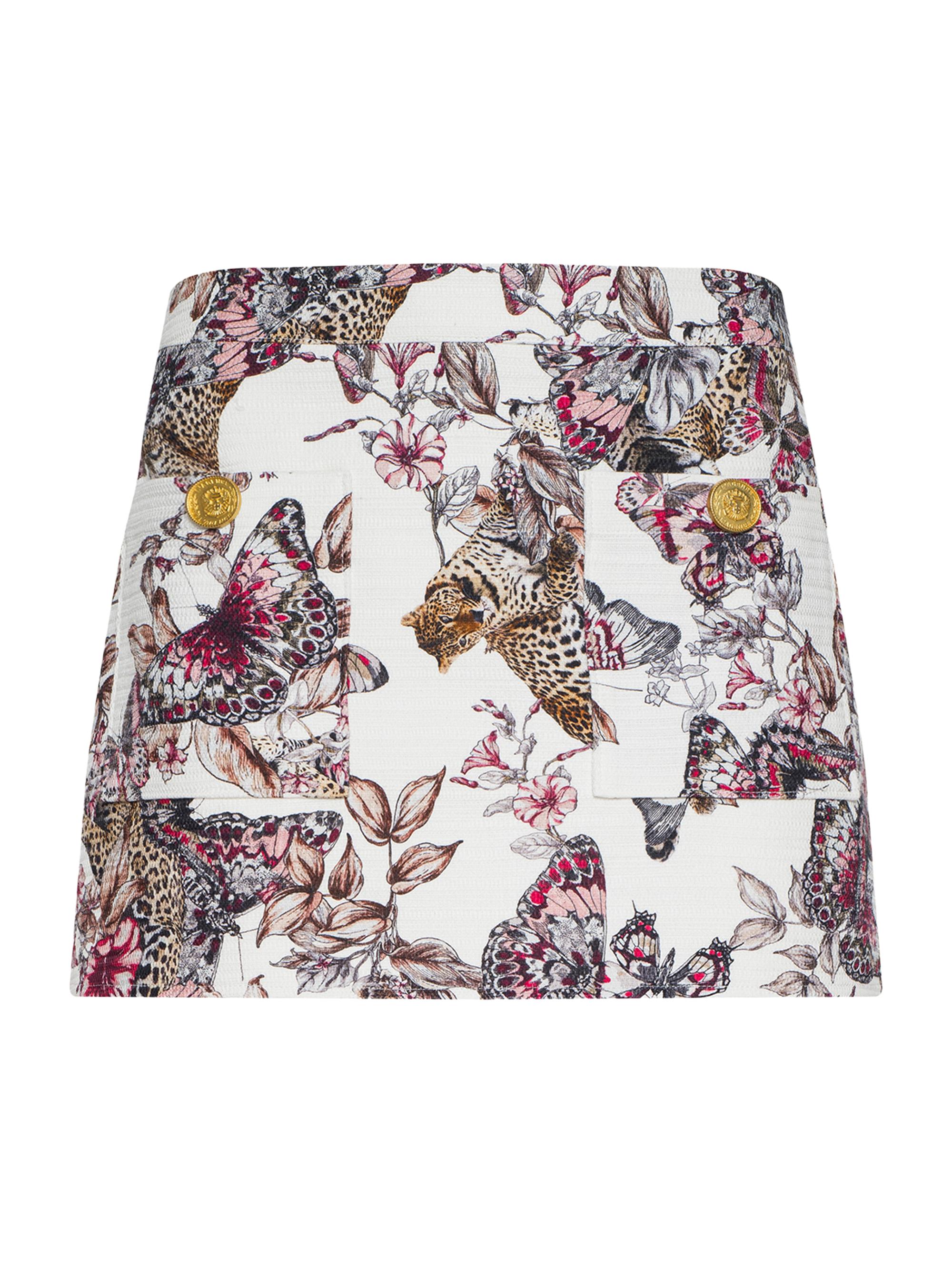 L'AGENCE Women's Cyra Jungle Butterfly Printed Miniskirt - White Multi Butterfly Jungle