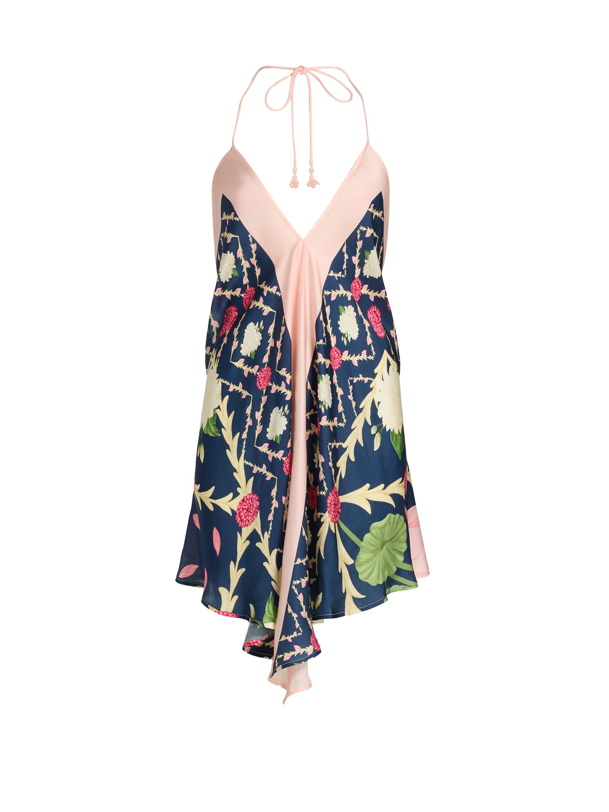 Verandah Women's Ammama Floral Handkerchief Minidress - Navy Lotus Scarf