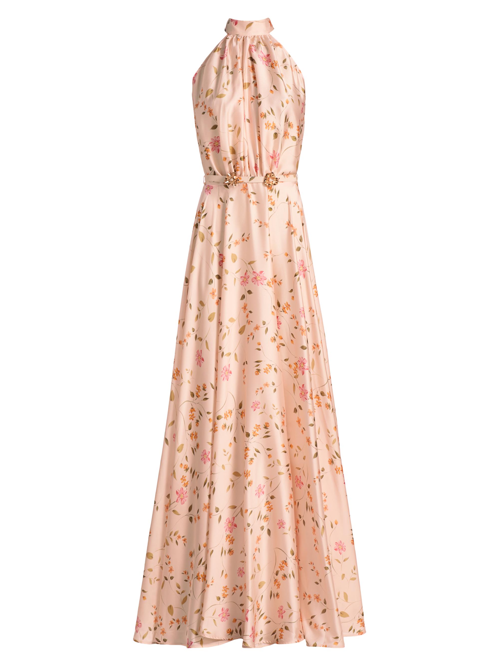 Chiara Boni La Petite Robe Women's Otaku Floral Satin Belted Gown - Cyd Gold - Women's Clothing