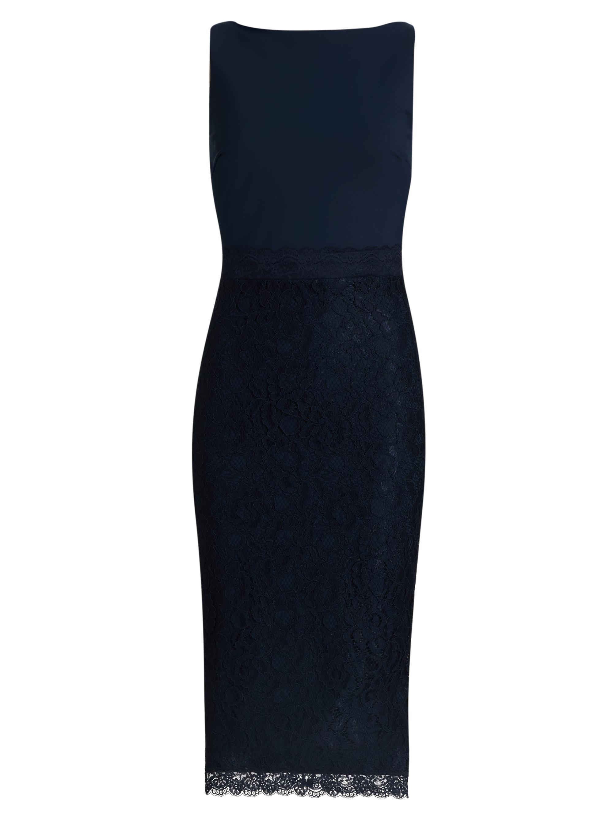 Chiara Boni La Petite Robe Women's Fluis Lace-Trim Cocktail Midi-Dress - Blue Notte - Women's Clothing