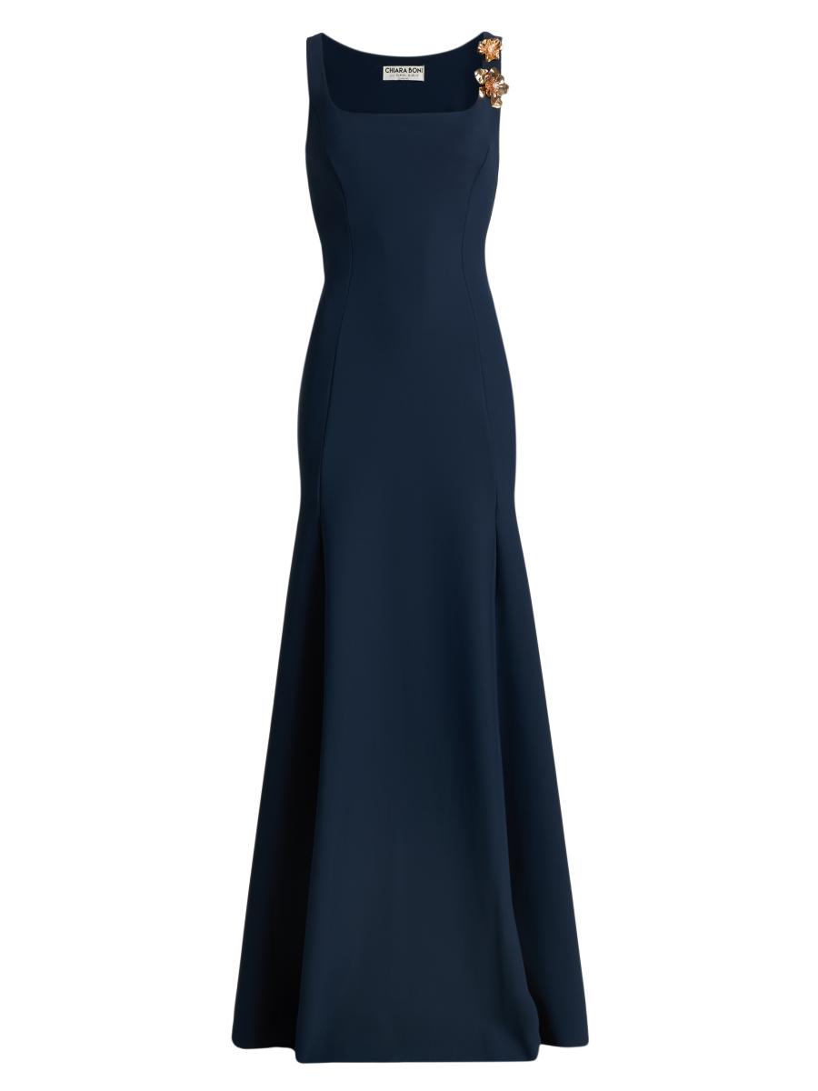 Chiara Boni La Petite Robe Nisei Floral Appliqué A-Line Gown