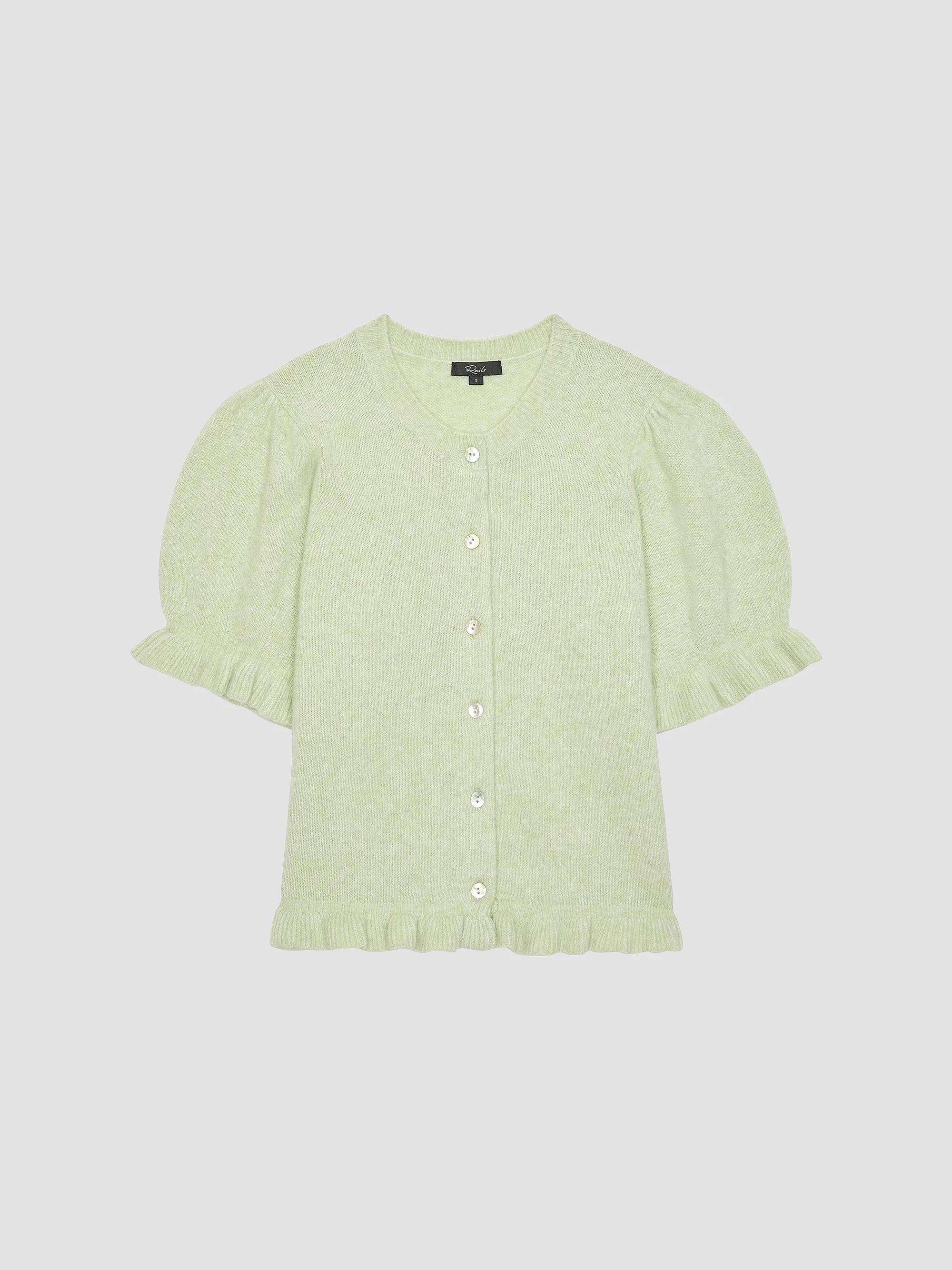 Rails Lora Ruffled Knit Crewneck Cardigan | Saks Fifth Avenue