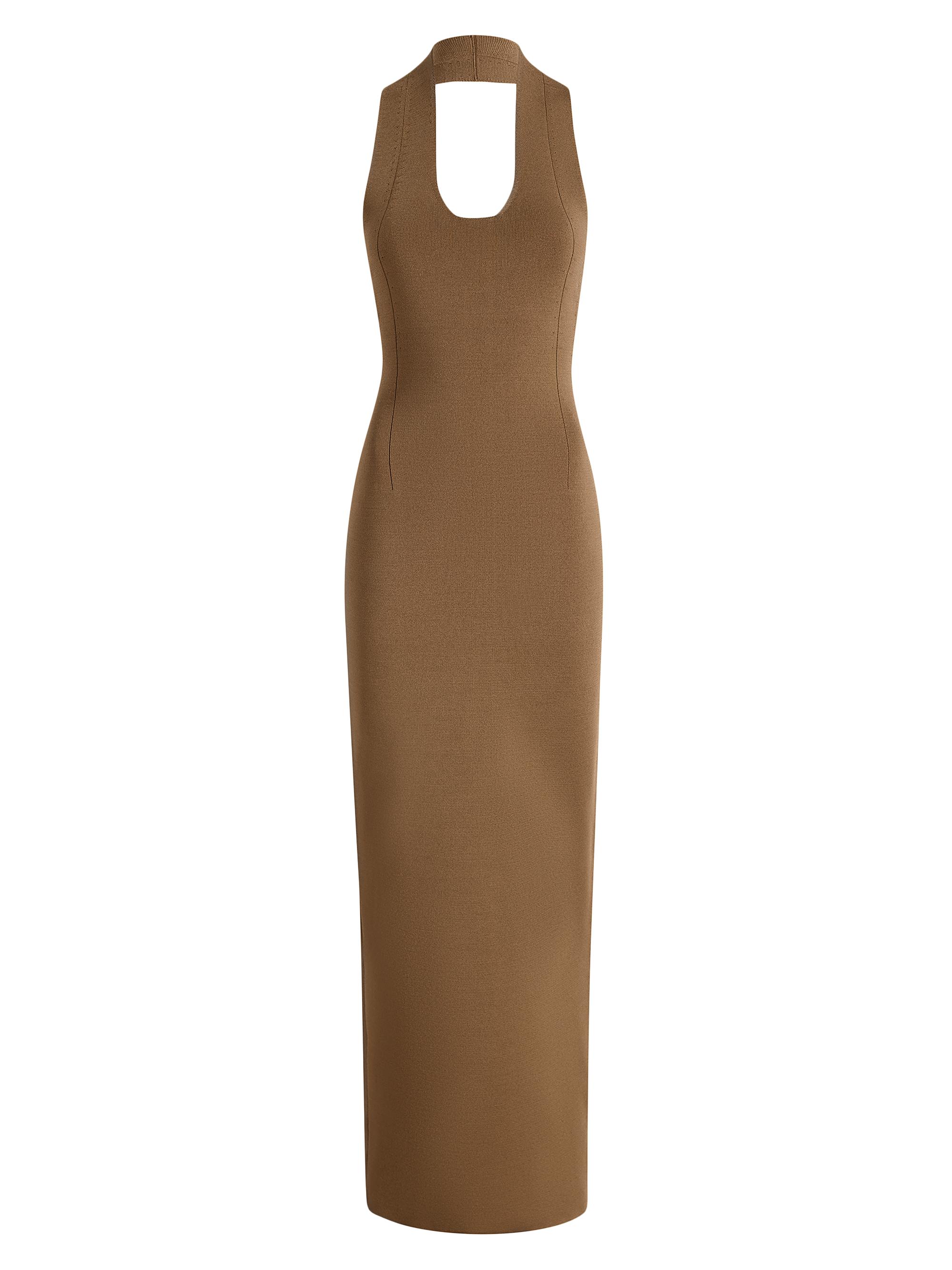 Khaite Women's Mahi Halter Knit Maxi Dress - Carob