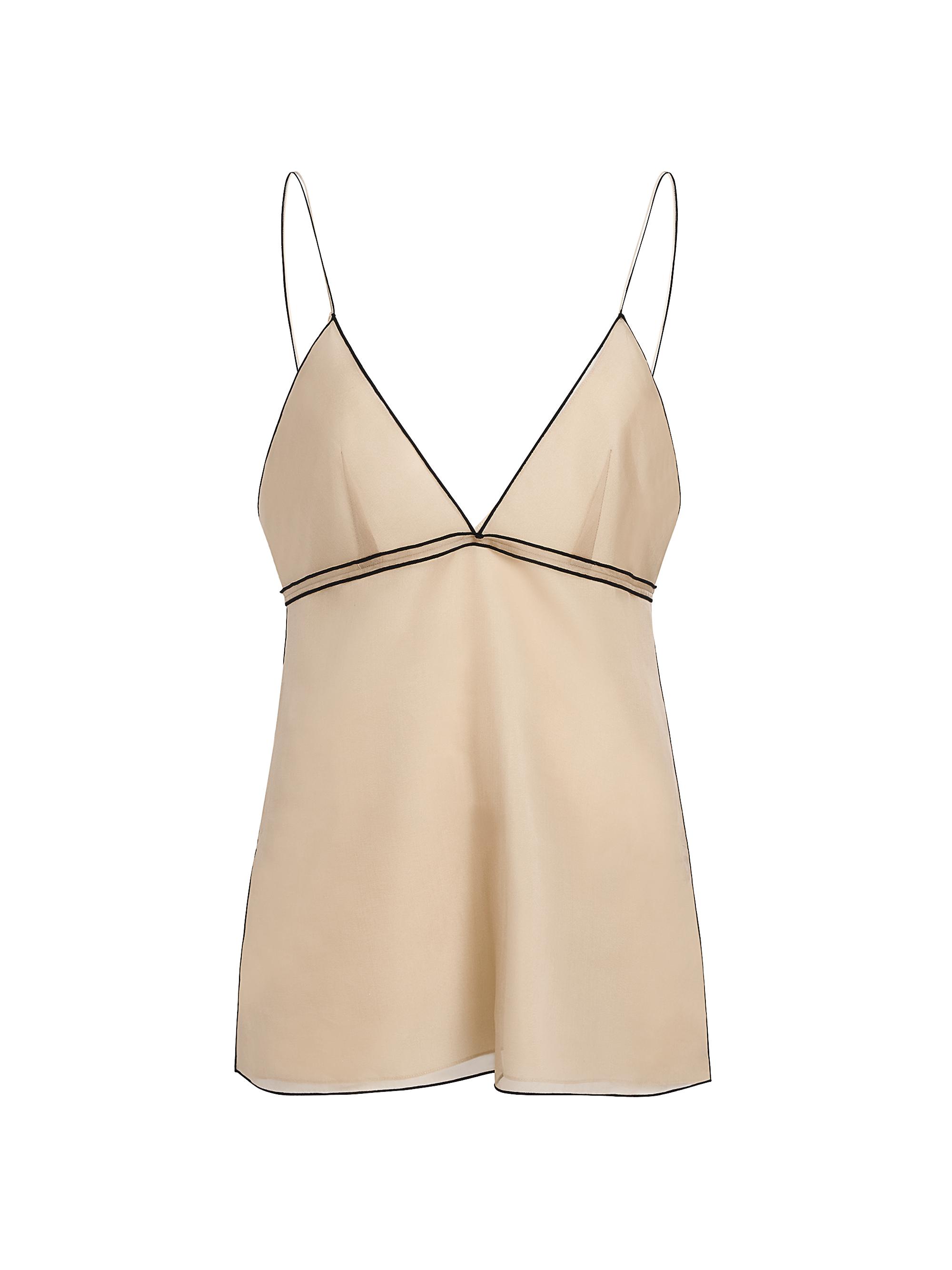 Khaite Women's Timy Contrast-Trim Silk Top - Tea Stain