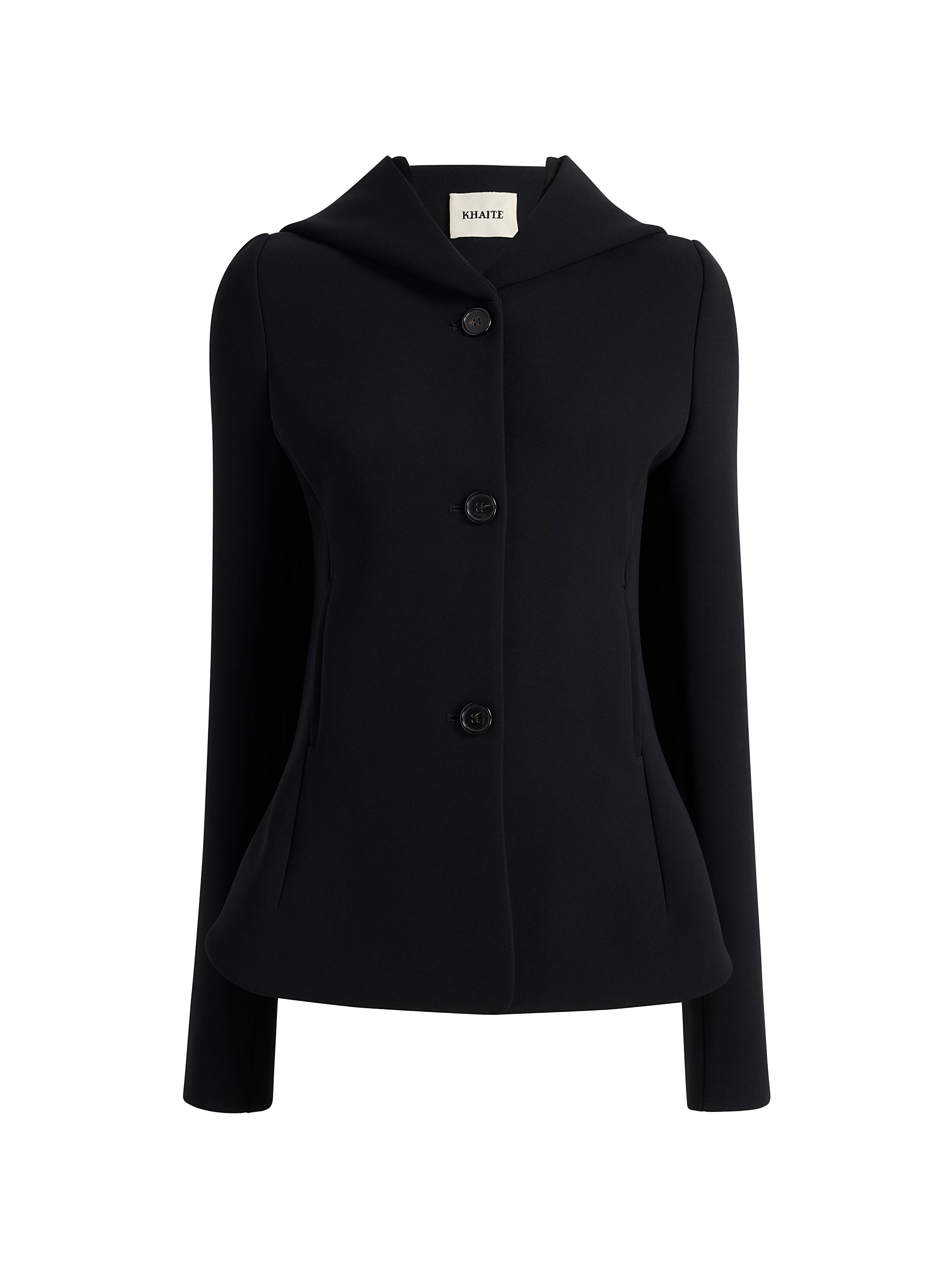 Khaite Women's June Hooded Peplum Jacket - Black
