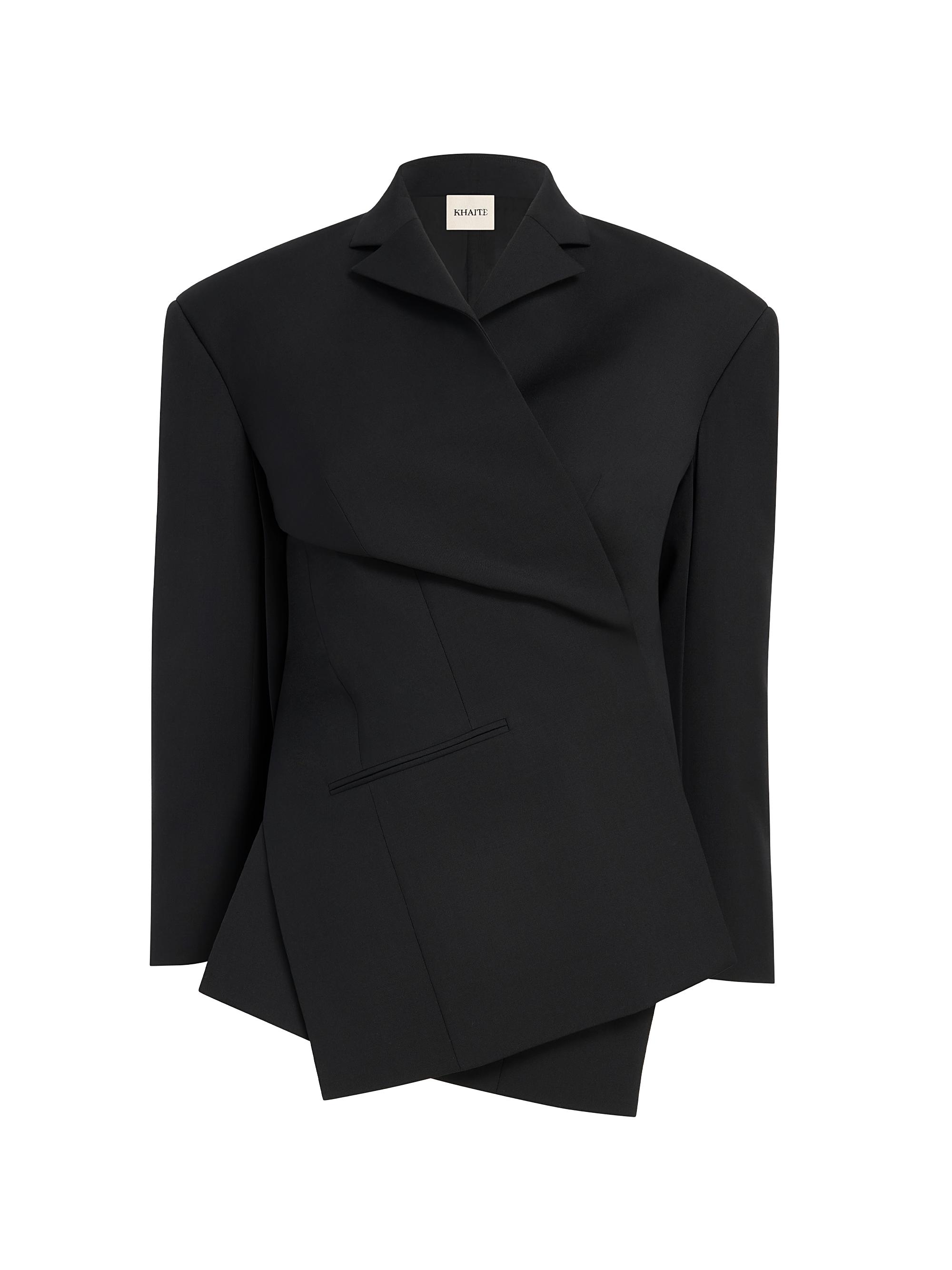 Khaite Women's Palto Wool-Silk Asymmetric Jacket - Black