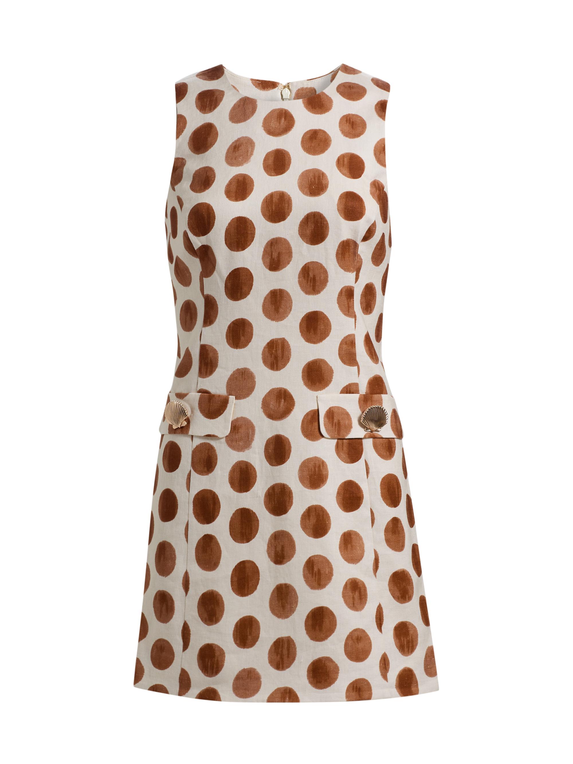 Cara Cara Women's Posie Polka Dot Linen Minidress - Celeste Spot Ginger