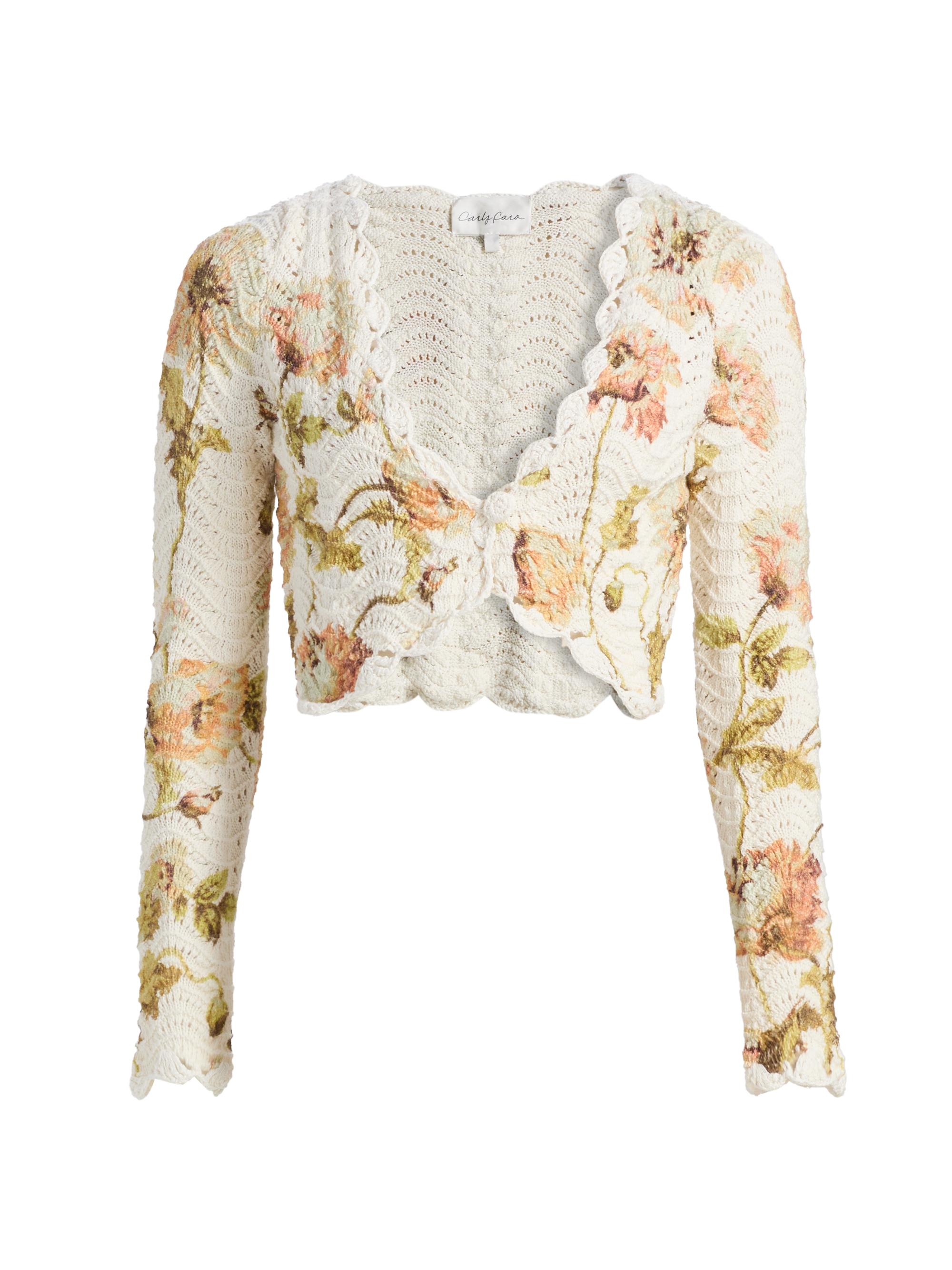 Cara Cara Women's Sally Floral Cotton Shrug - Lockwood Flora Egret