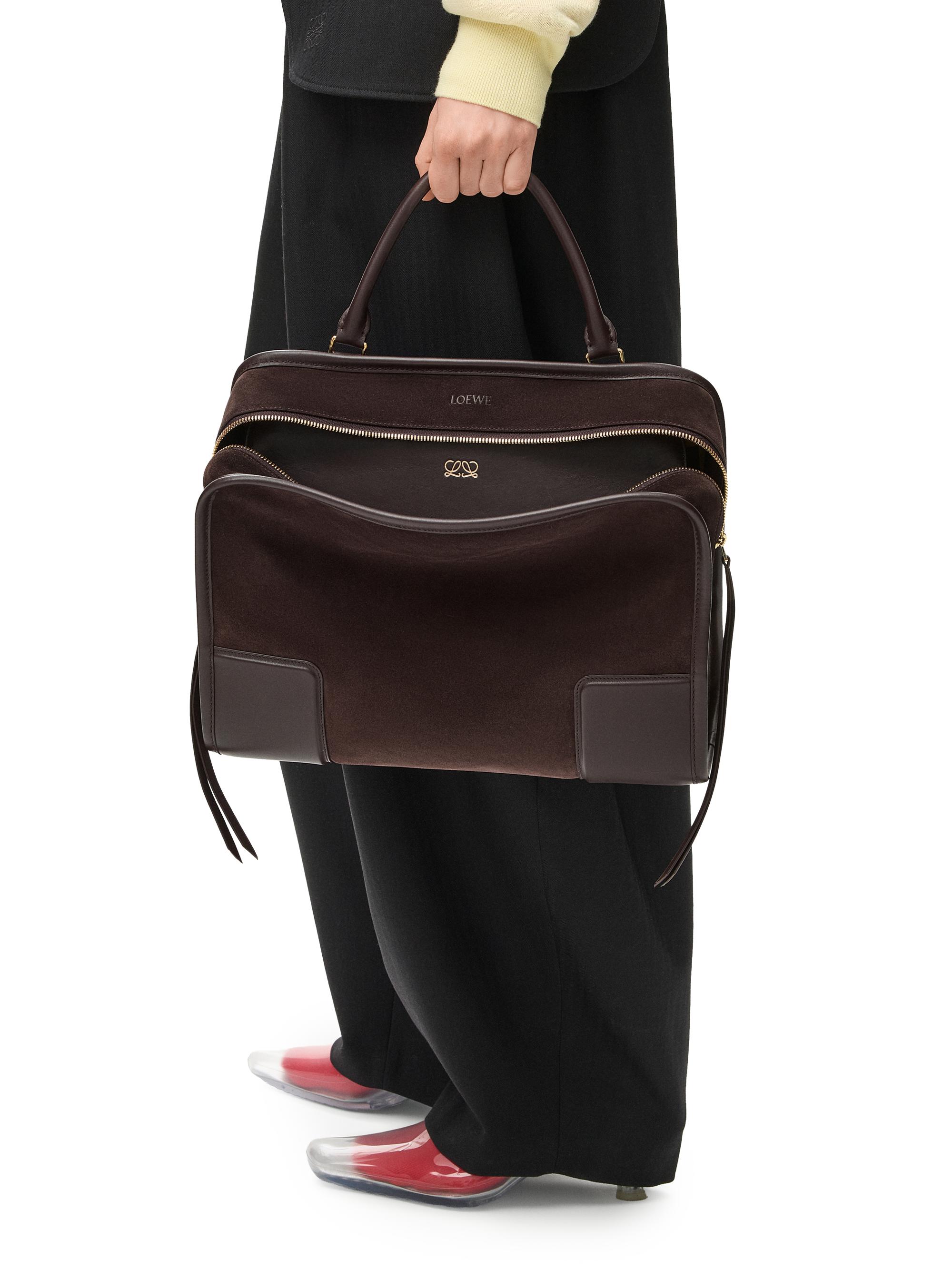 LOEWE Women's Amazone  Suede Top Handle Bag - Dark Chestnut