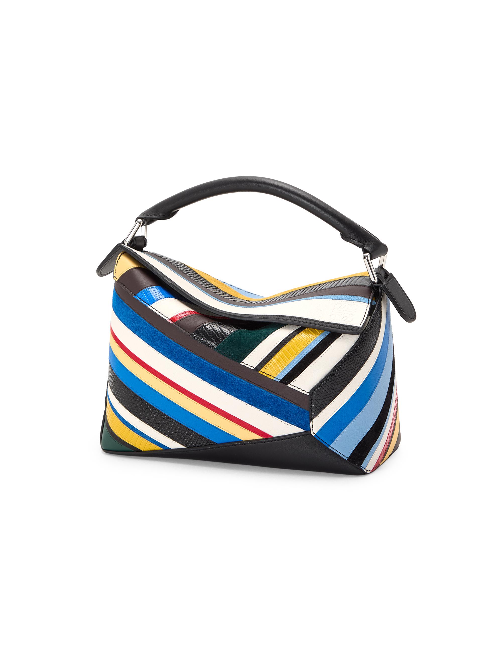LOEWE Women's Puzzle Edge  Striped Leather Top Handle Bag