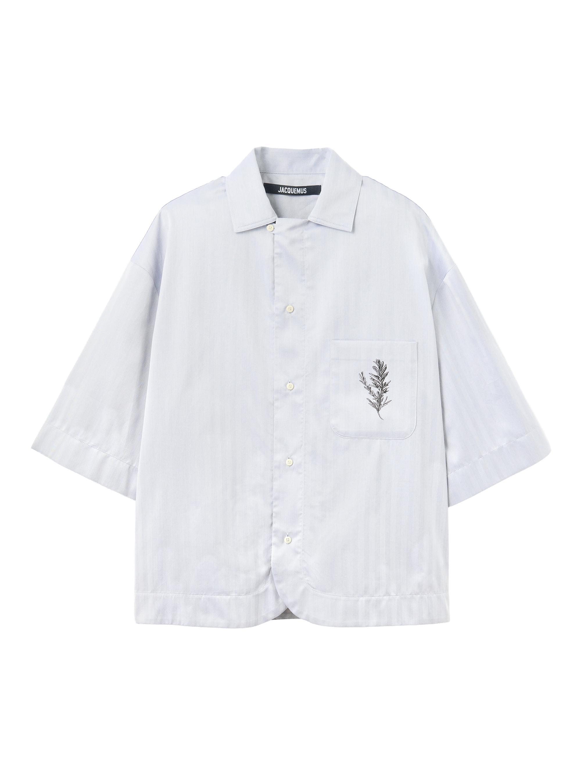 Jacquemus Men's La Chamise Cotton Shirt - Rosemary Light Blue