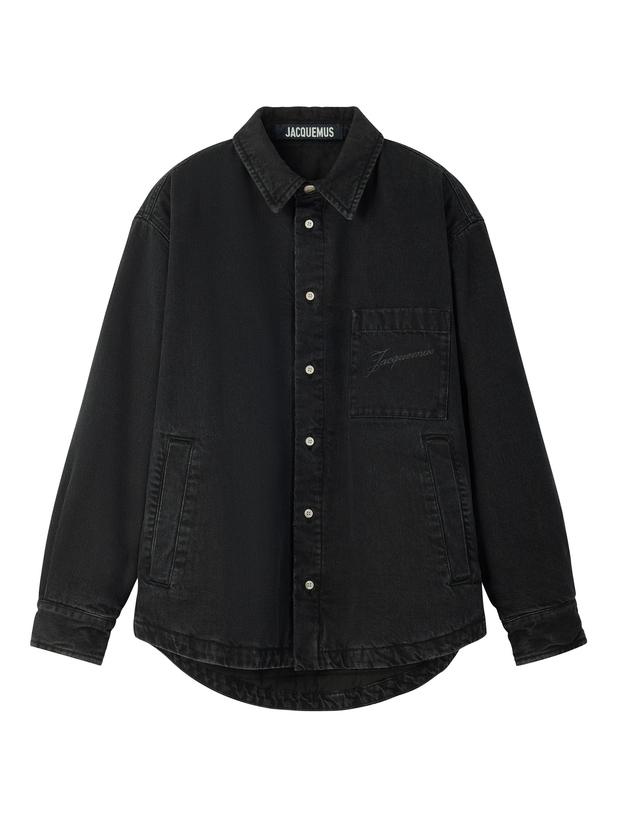 Jacquemus Men's Denim Logo Cotton Shirt - Black
