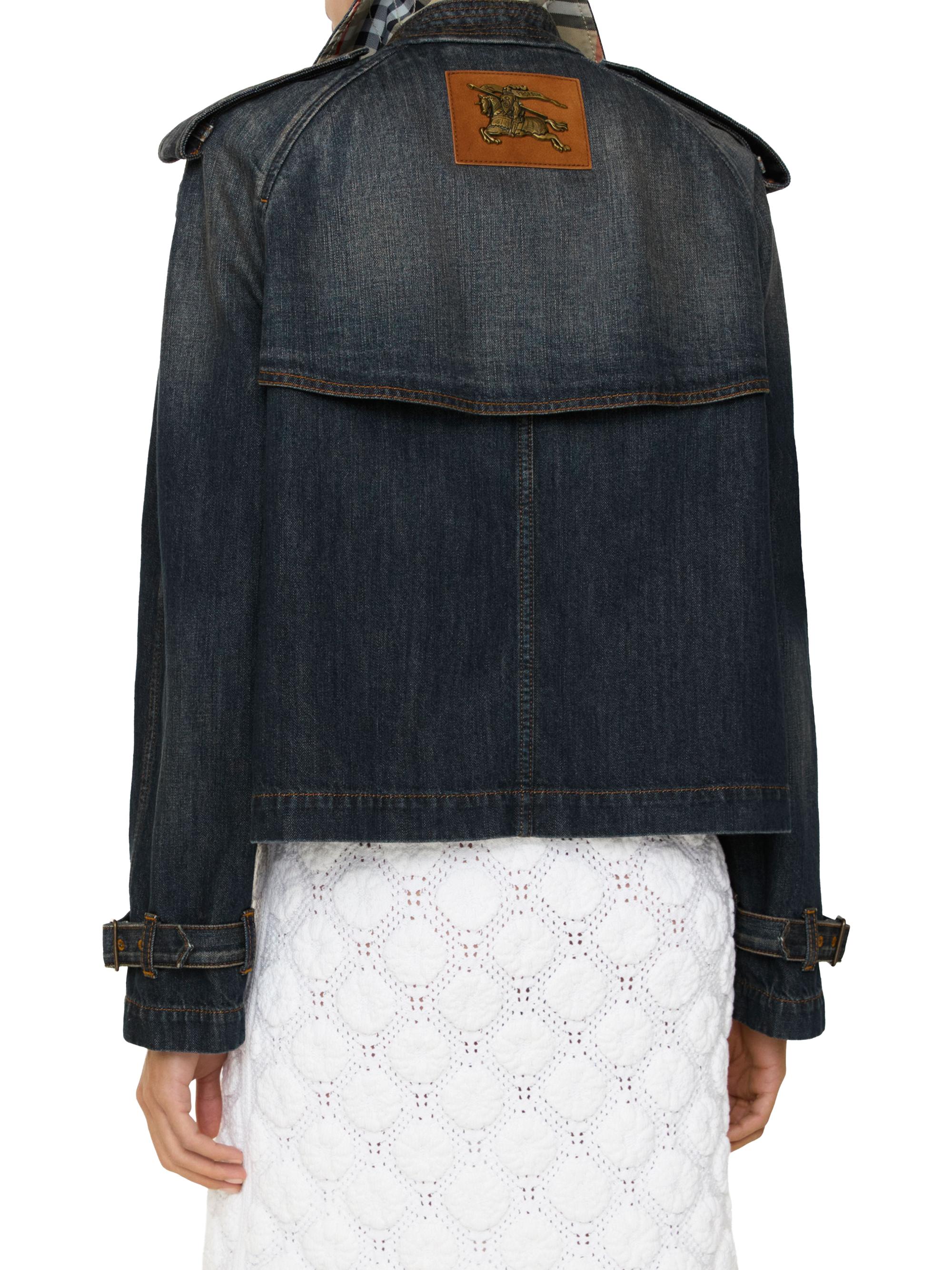 Burberry Mayfair Denim Crop Trench Jacket | Saks Fifth Avenue