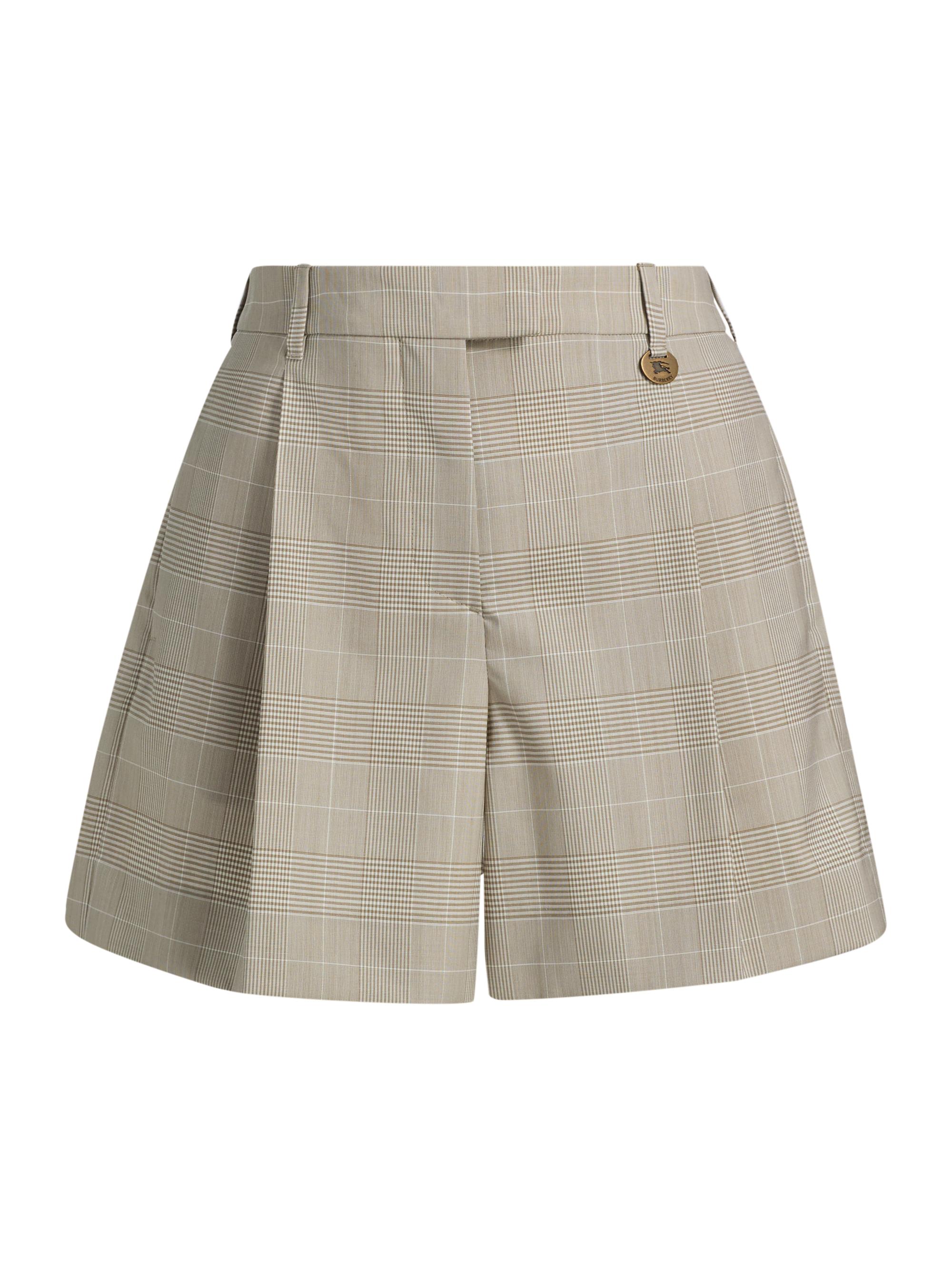 Burberry Women's Raina Glen Check Wool Shorts - Cloudy White