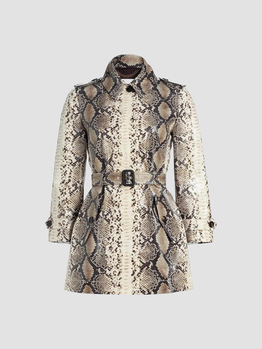 Burberry Stonehaven Python-Print Belted Trench Coat | Saks Fifth Avenue