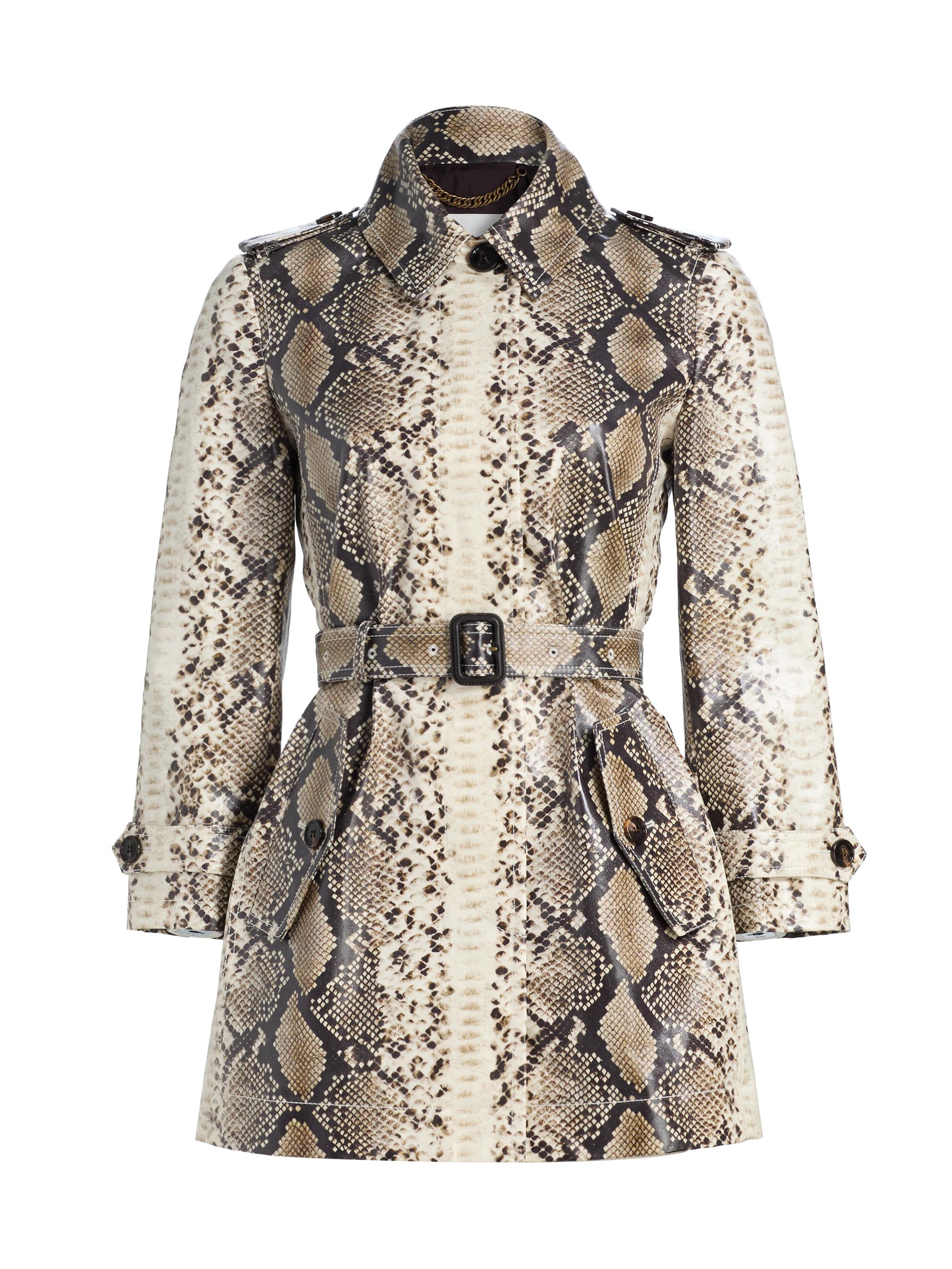 Burberry Women's Stonehaven Python-Print Belted Trench Coat - Alpine White Pattern | Thumbnail 8