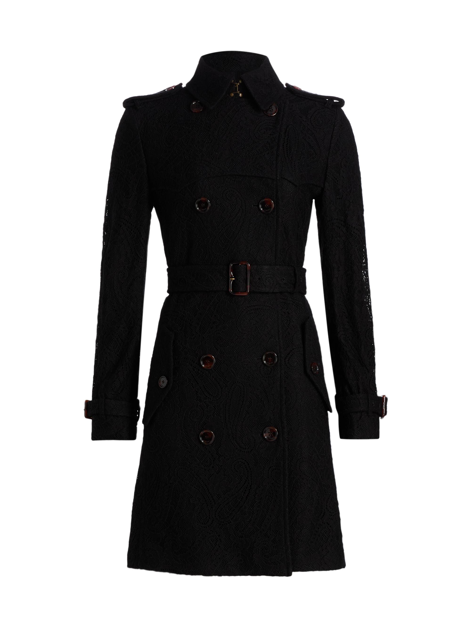 Burberry Women's Foxfield Paisley Lace Trench Coat - Black