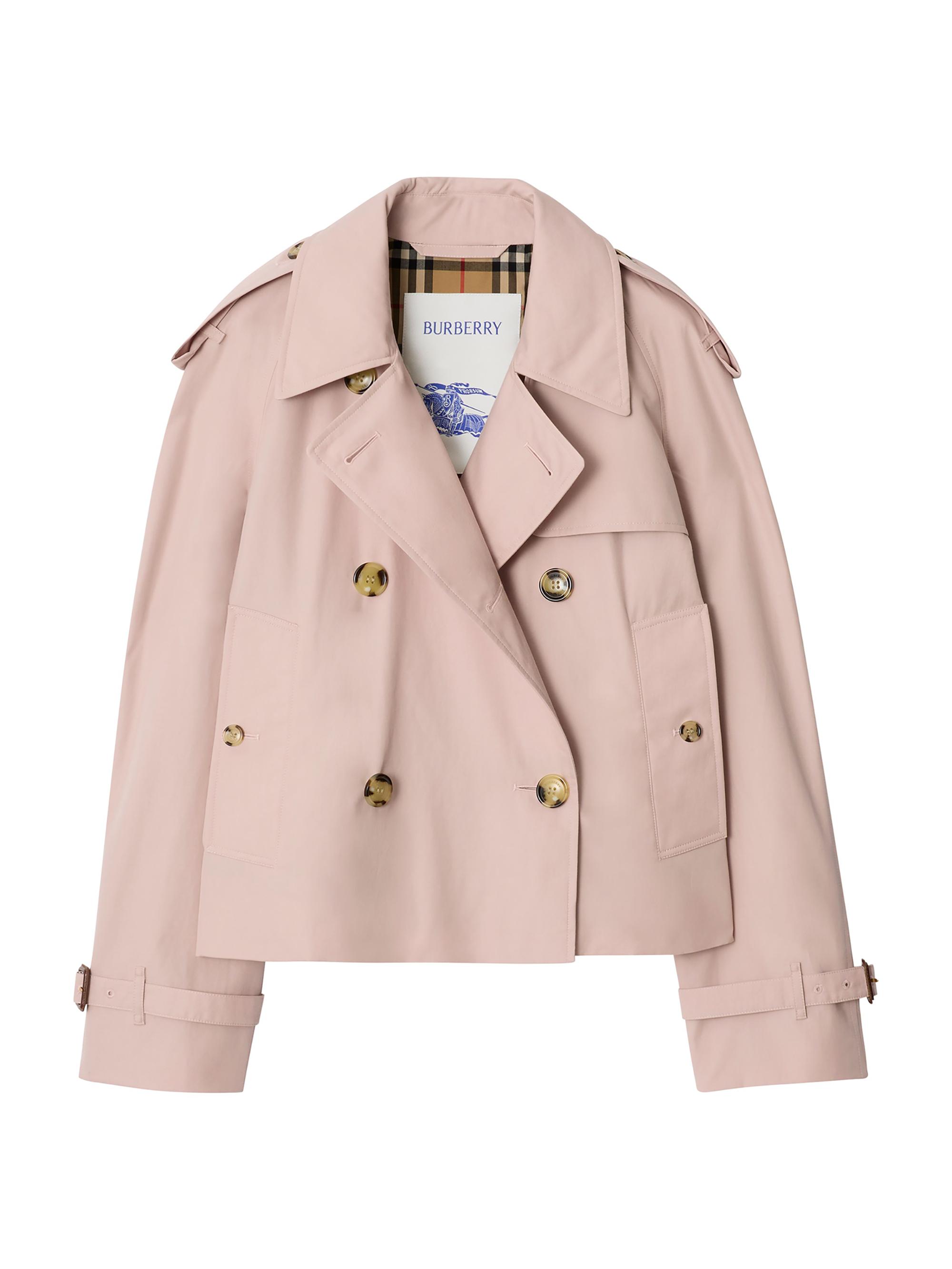 Burberry Women's Cropped Tropical Gabardine Mayfair Trench Jacket - Pale Sugar Pink