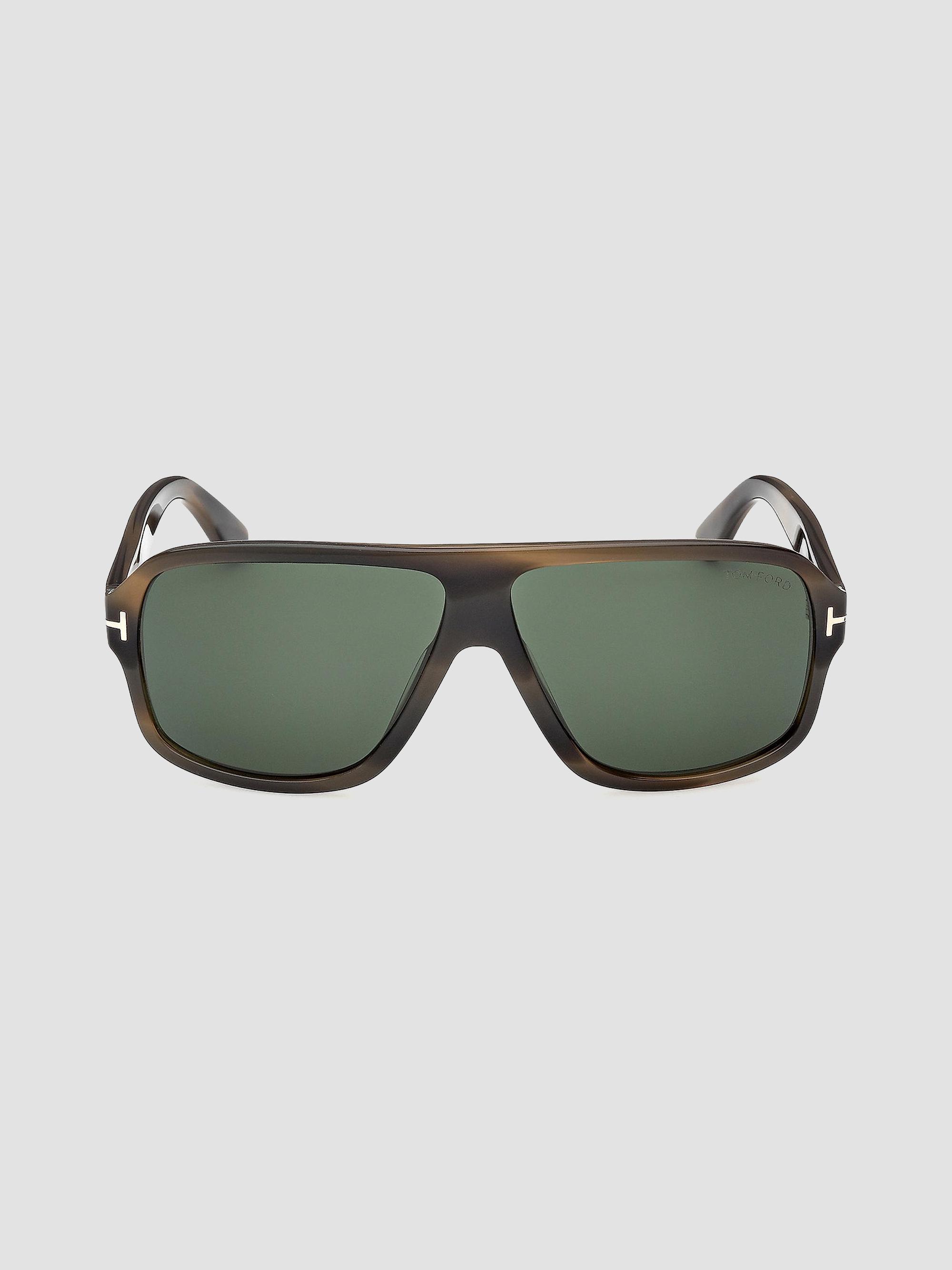 TOM FORD Men's William 63MM Havana Navigator Sunglasses - Brown Green | Thumbnail 2