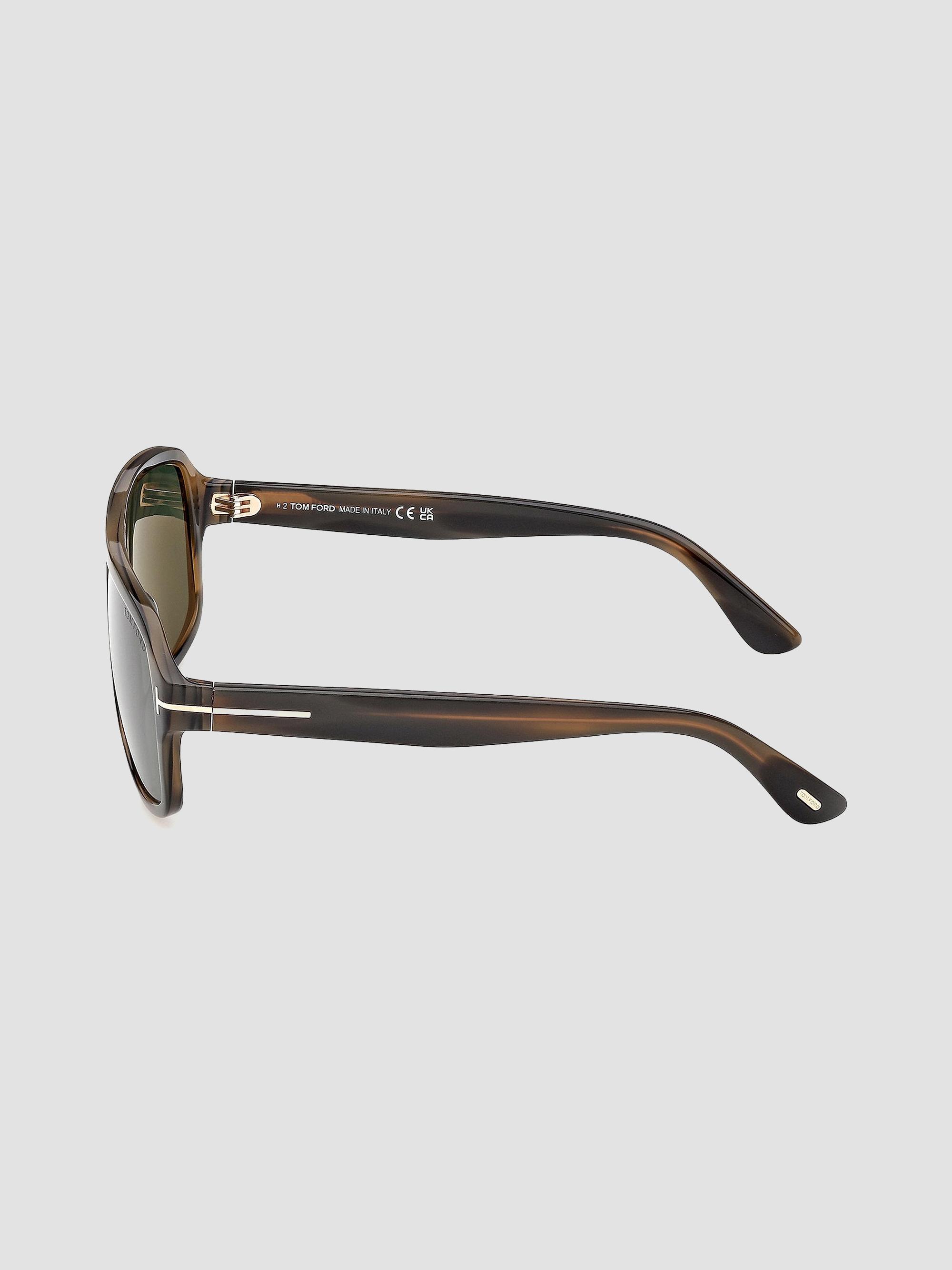 TOM FORD Men's William 63MM Havana Navigator Sunglasses - Brown Green | Thumbnail 3
