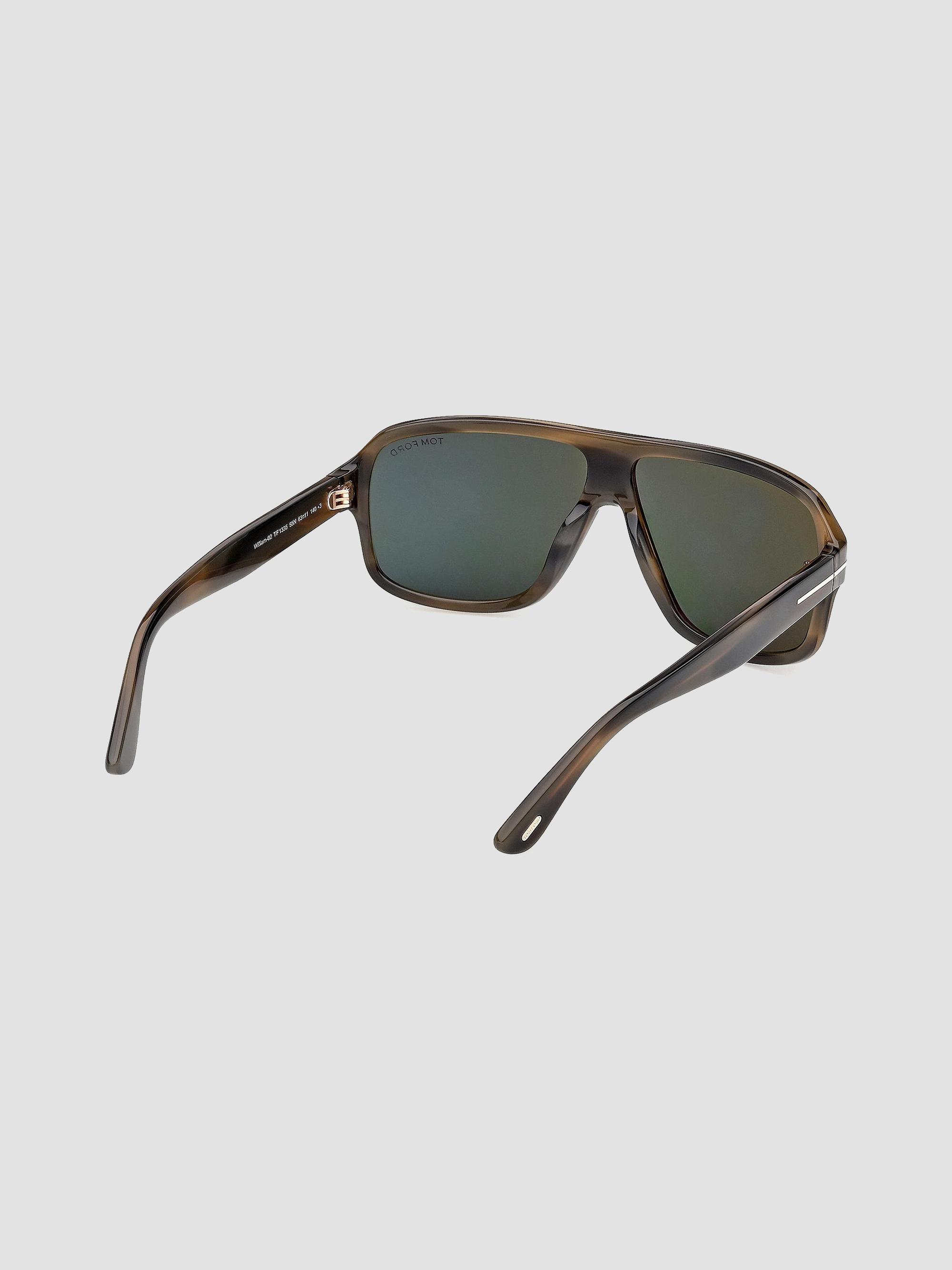 TOM FORD Men's William 63MM Havana Navigator Sunglasses - Brown Green | Thumbnail 6