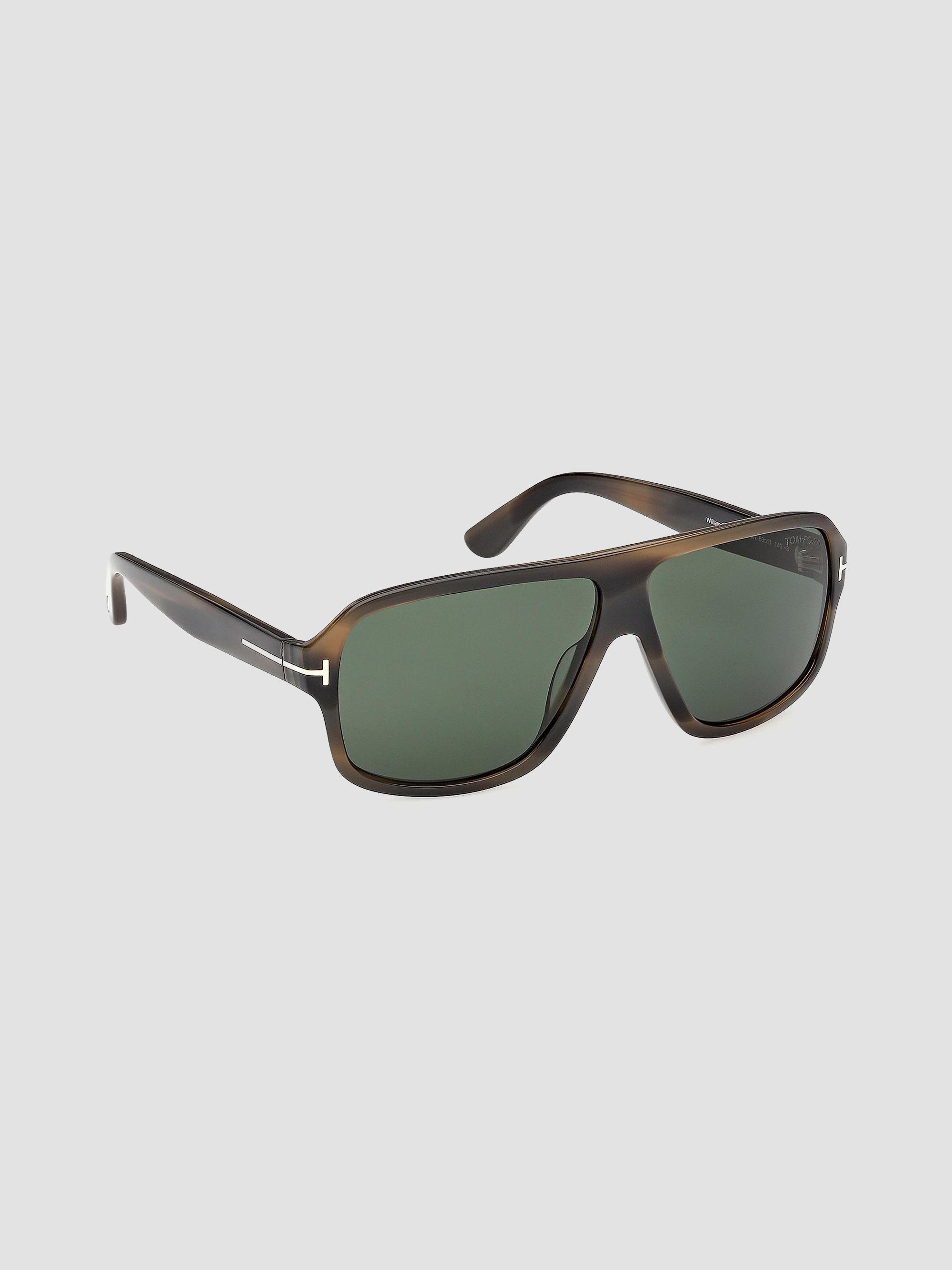 TOM FORD Men's William 63MM Havana Navigator Sunglasses - Brown Green | Thumbnail 8