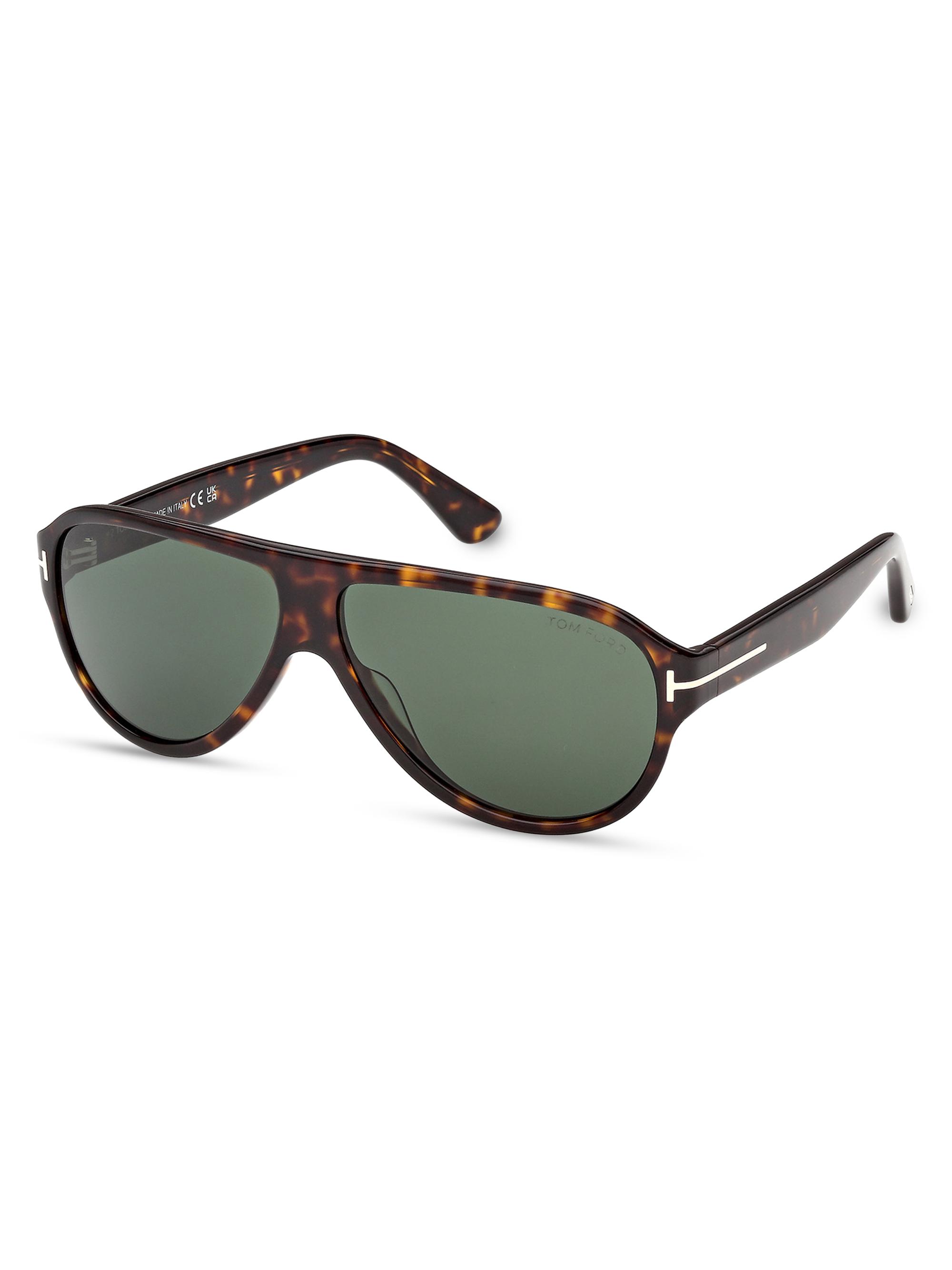 TOM FORD Men's Samuele 61MM Havana Pilot Sunglasses - Brown Green